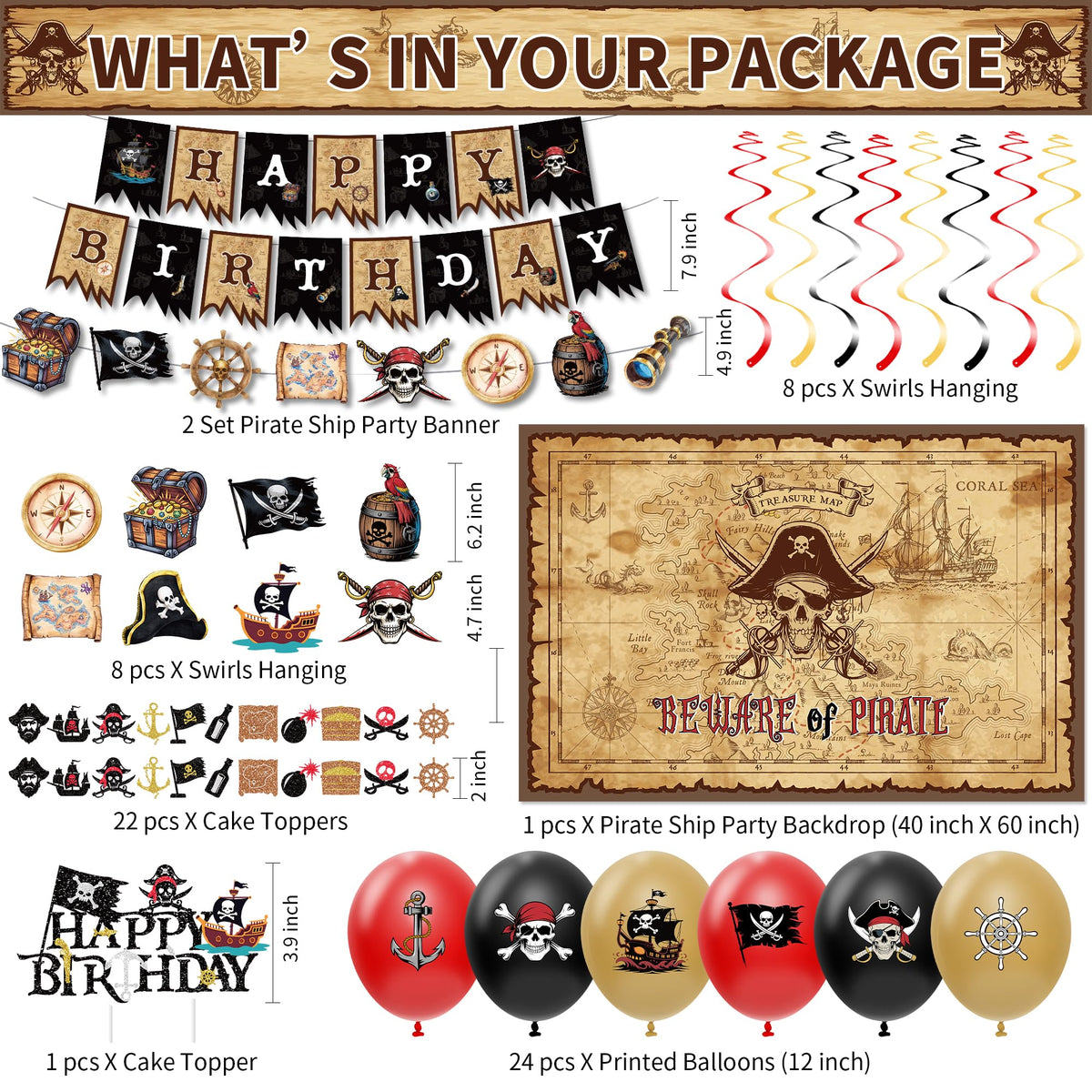 Pirate Party Decorations Pirate Birthday Party Supplies - HOAKWA Official Imagery - 4