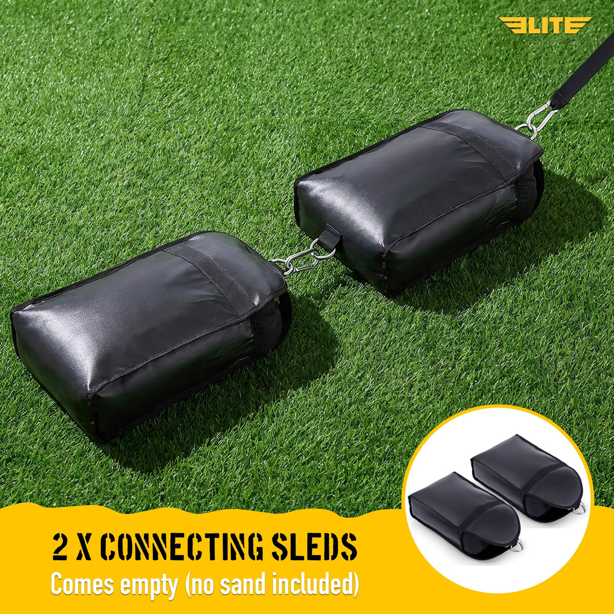 Elite Twin Sand Bag Sled Workout Sled Waterproof UNFILLED - Elite Sports Official Imagery - 3