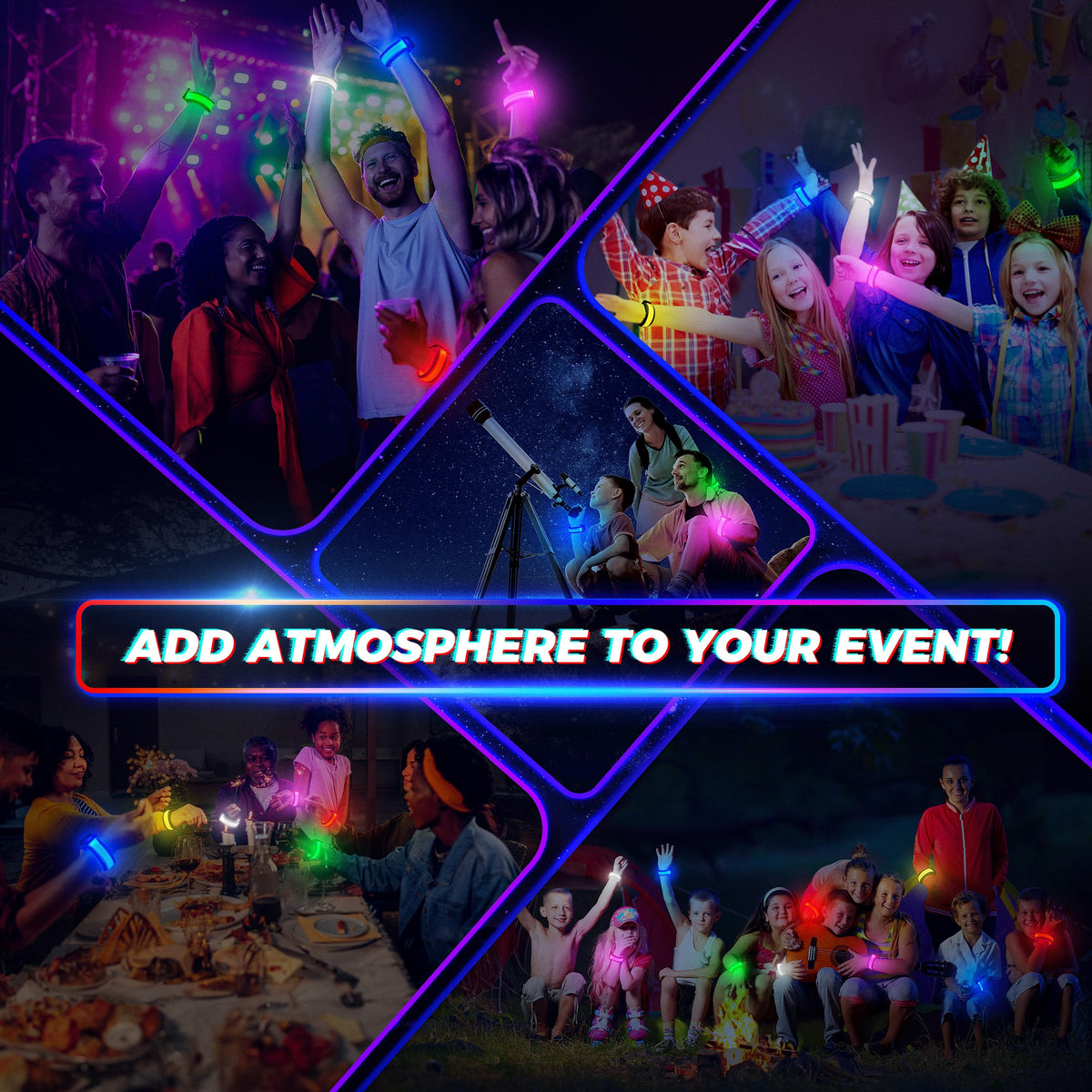 FANL 8 Pack LED Glow Bracelets 8 Colors Light Up Party - FANL Official Imagery - 6