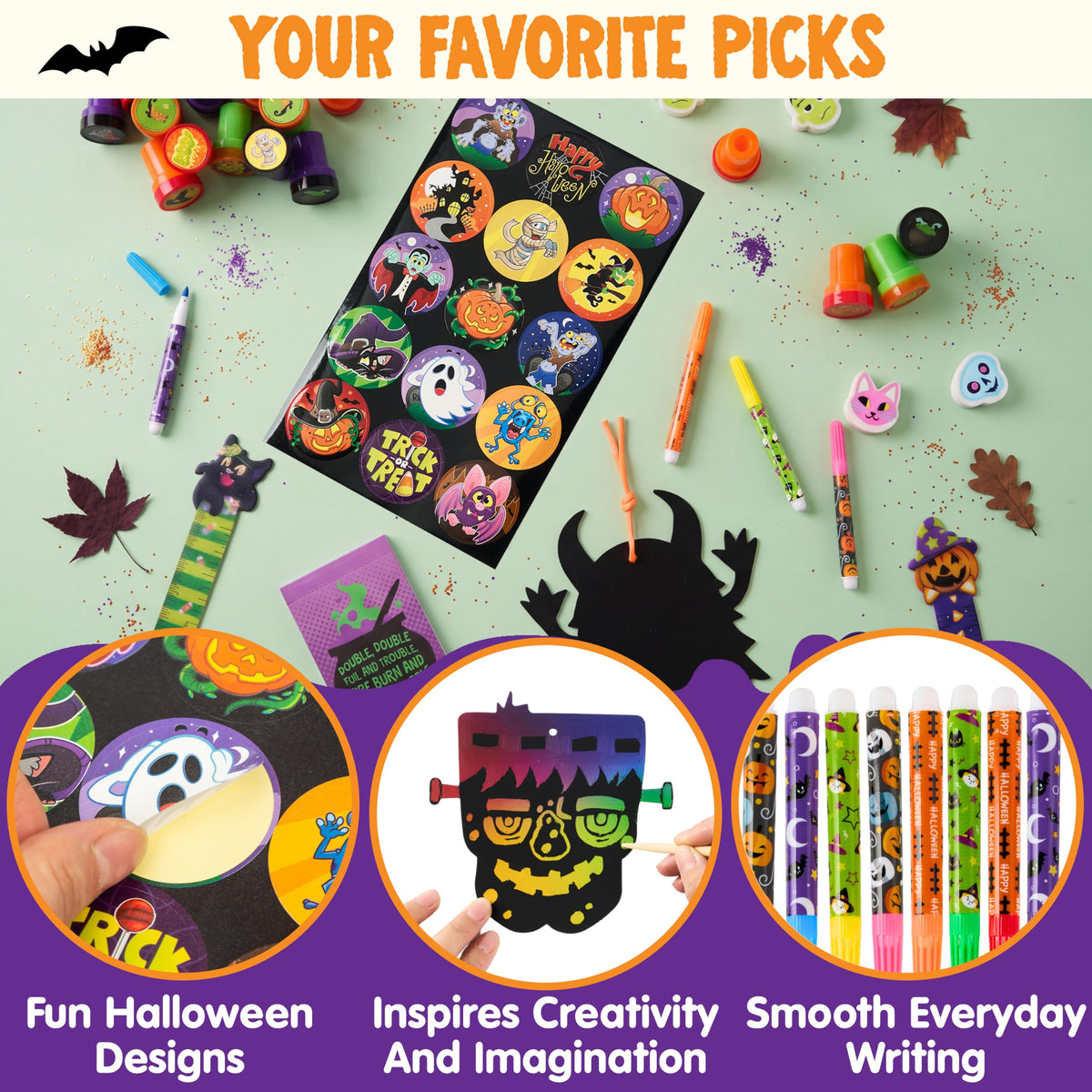 JOYIN 192PCS Halloween Stationery Set Trick or Treat Gifts - JOYIN Official Imagery - 7