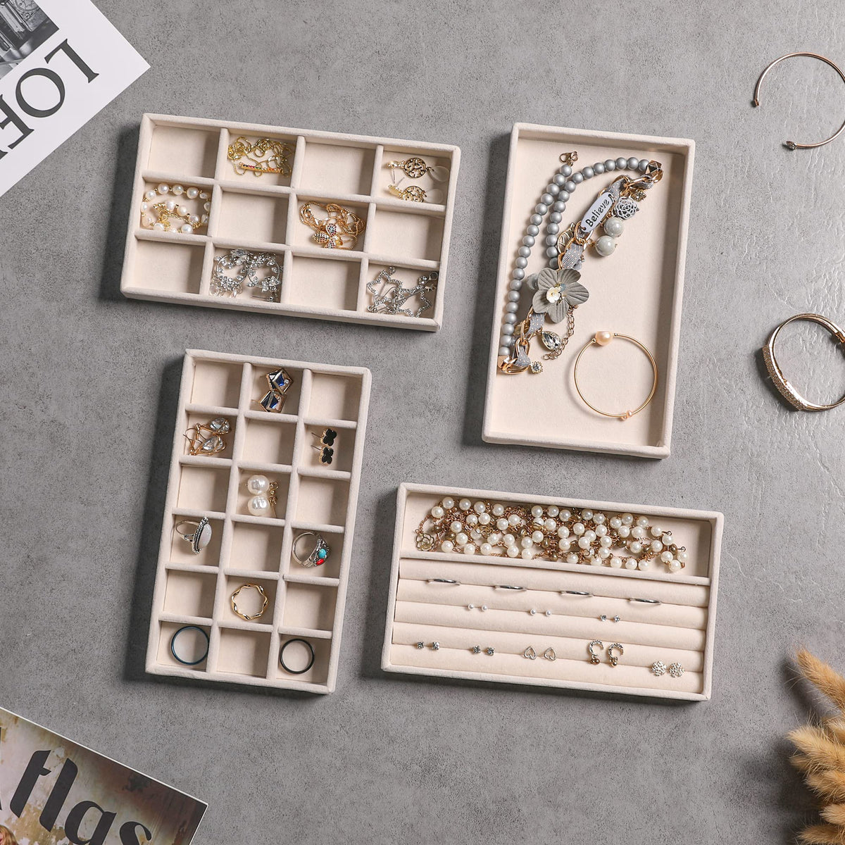 Jewelry Trays for Drawer Set of 9 Jewelry Organizer and - Frebeauty Official Imagery - 3