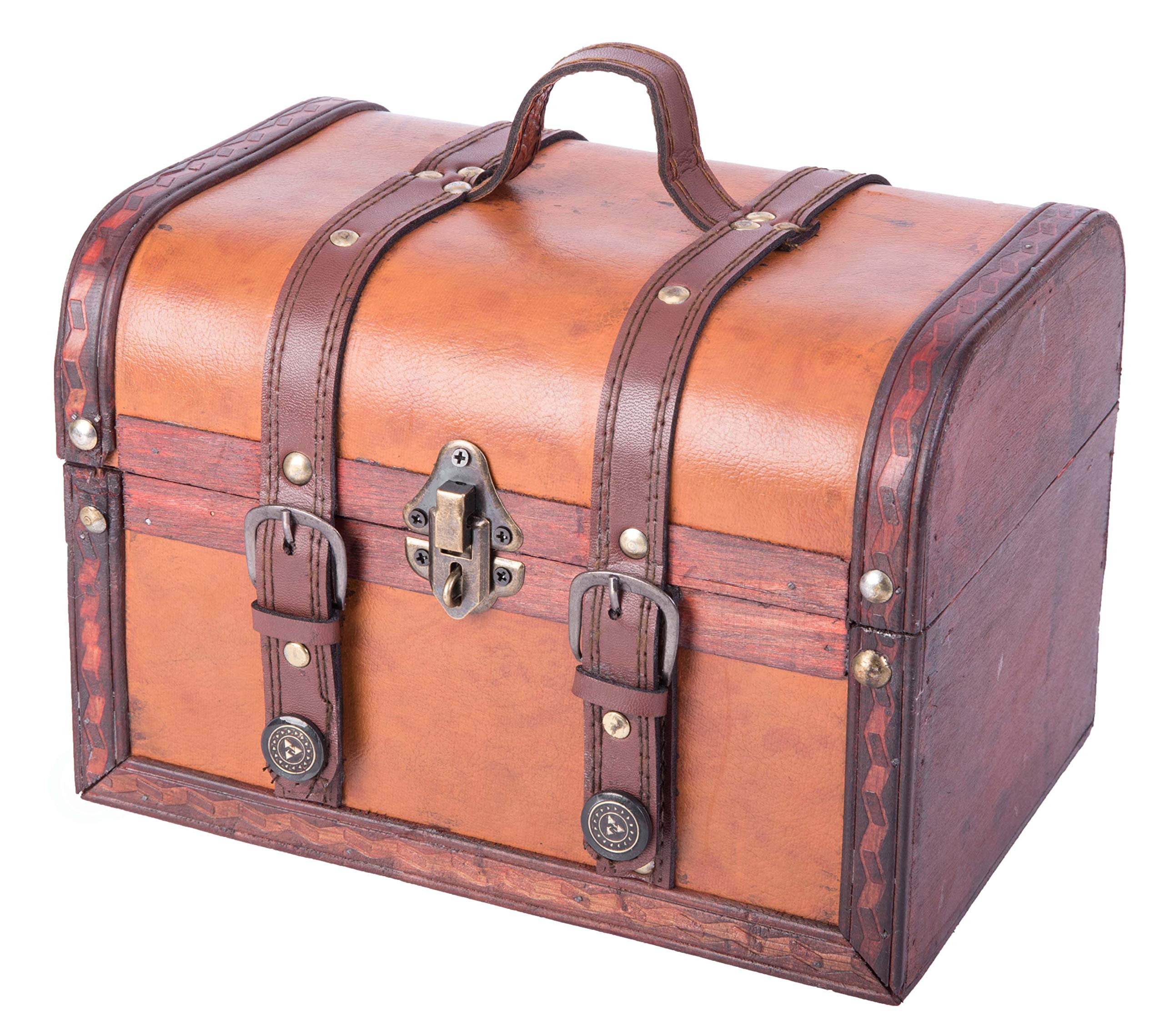 Vintiquewise(TM Decorative Wood Leather Treasure Box (Large - Product Imagery