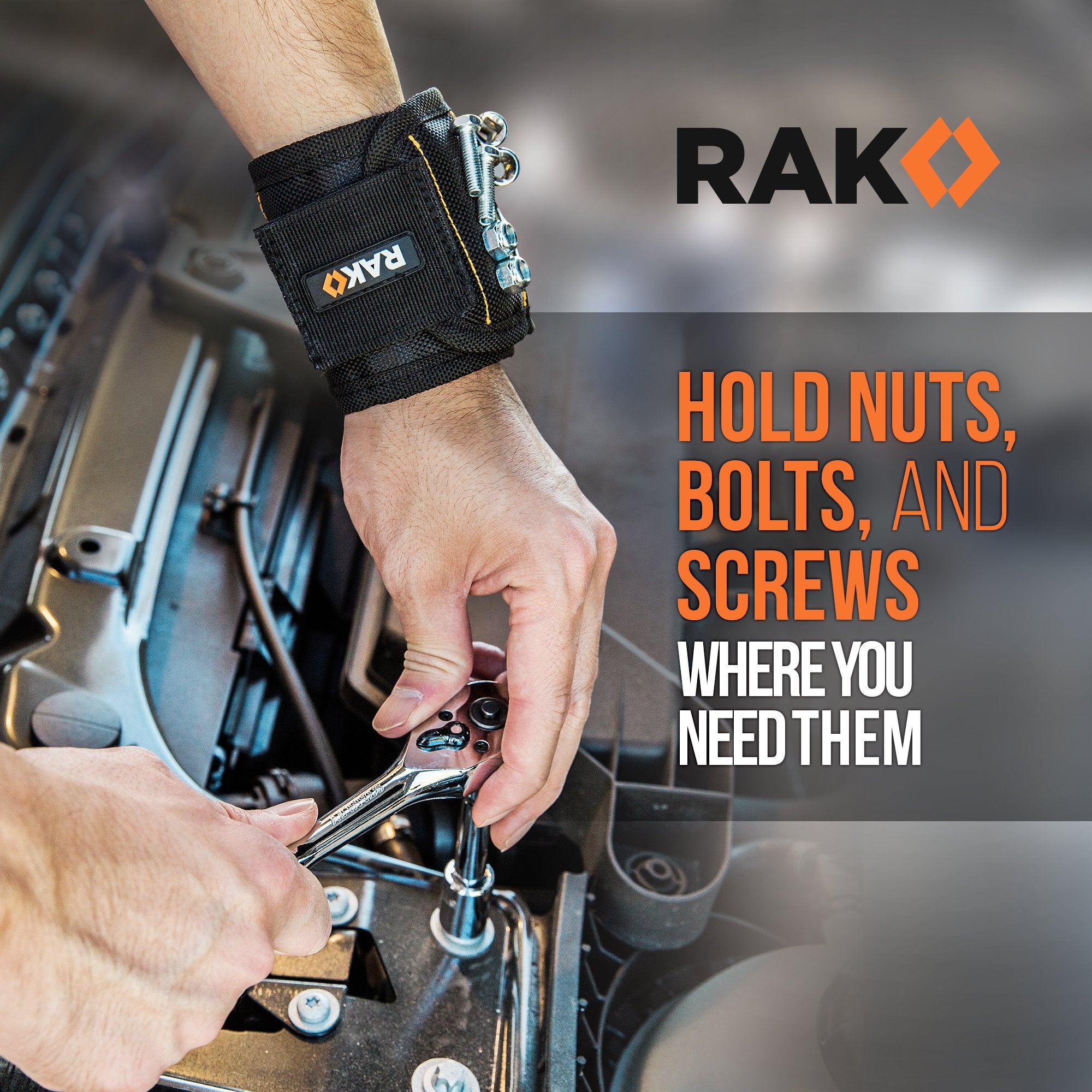 RAK Magnetic Wristband for Tools - Premium Tool Belt for Holding by RAK - Angle View 7