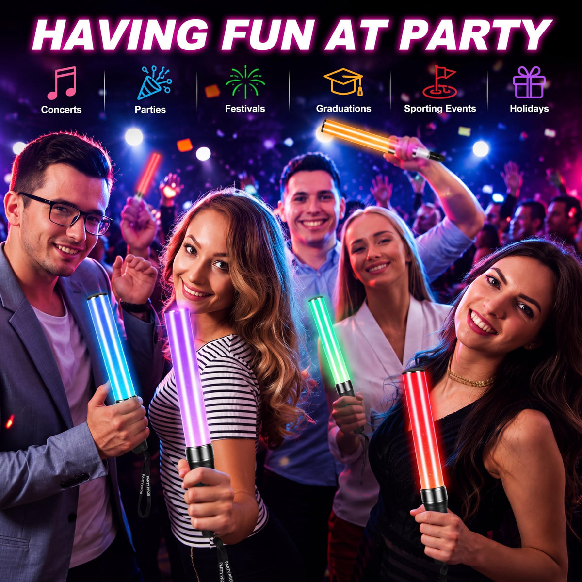 Lewtemi 6 Pcs Halloween LED Glow Sticks 15 Color Reusable - Lewtemi Official Imagery - 7