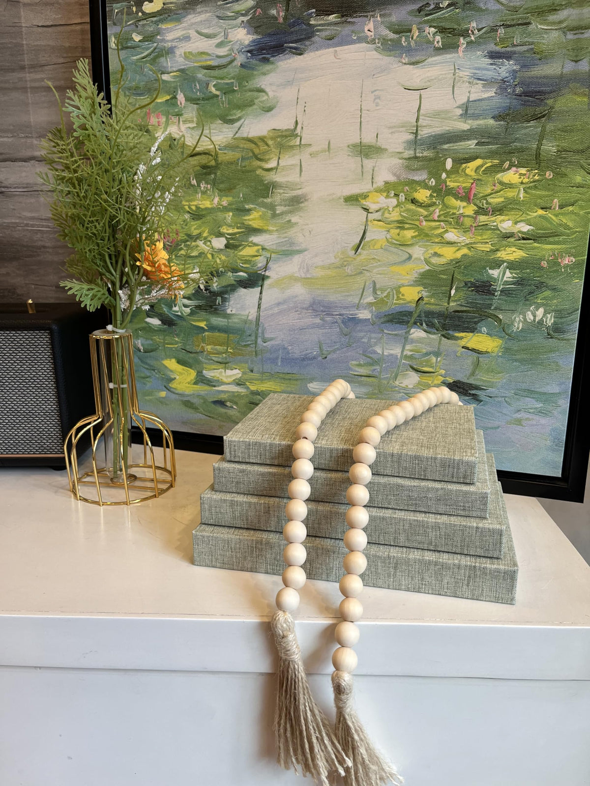 Linen Decorative Books for Home with Wood Beaded Tassel 4 - ADUN Stationery Official Imagery - 3