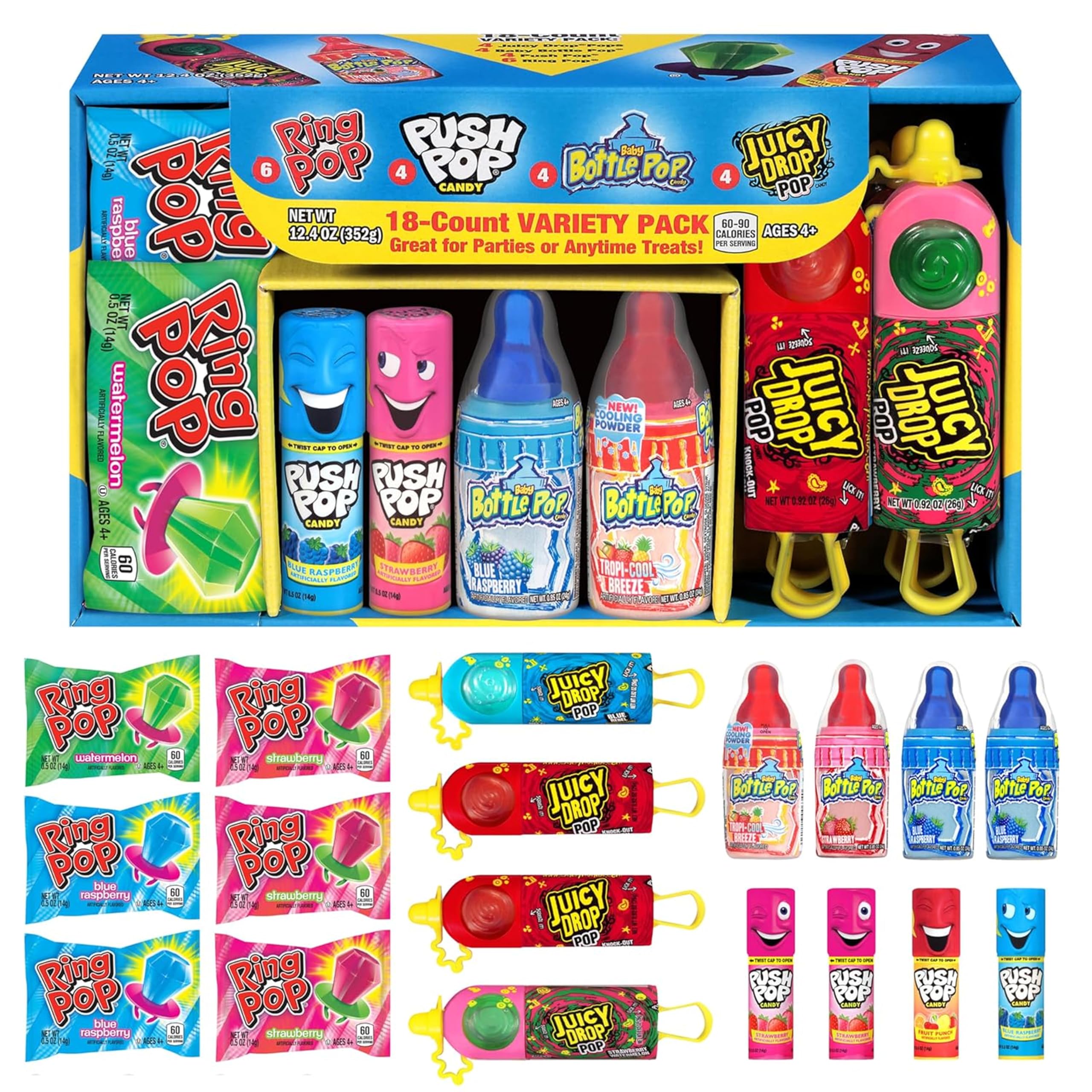 Candy Variety Pack, 18 Count Assorted Lollipops, Bulk - Product Imagery