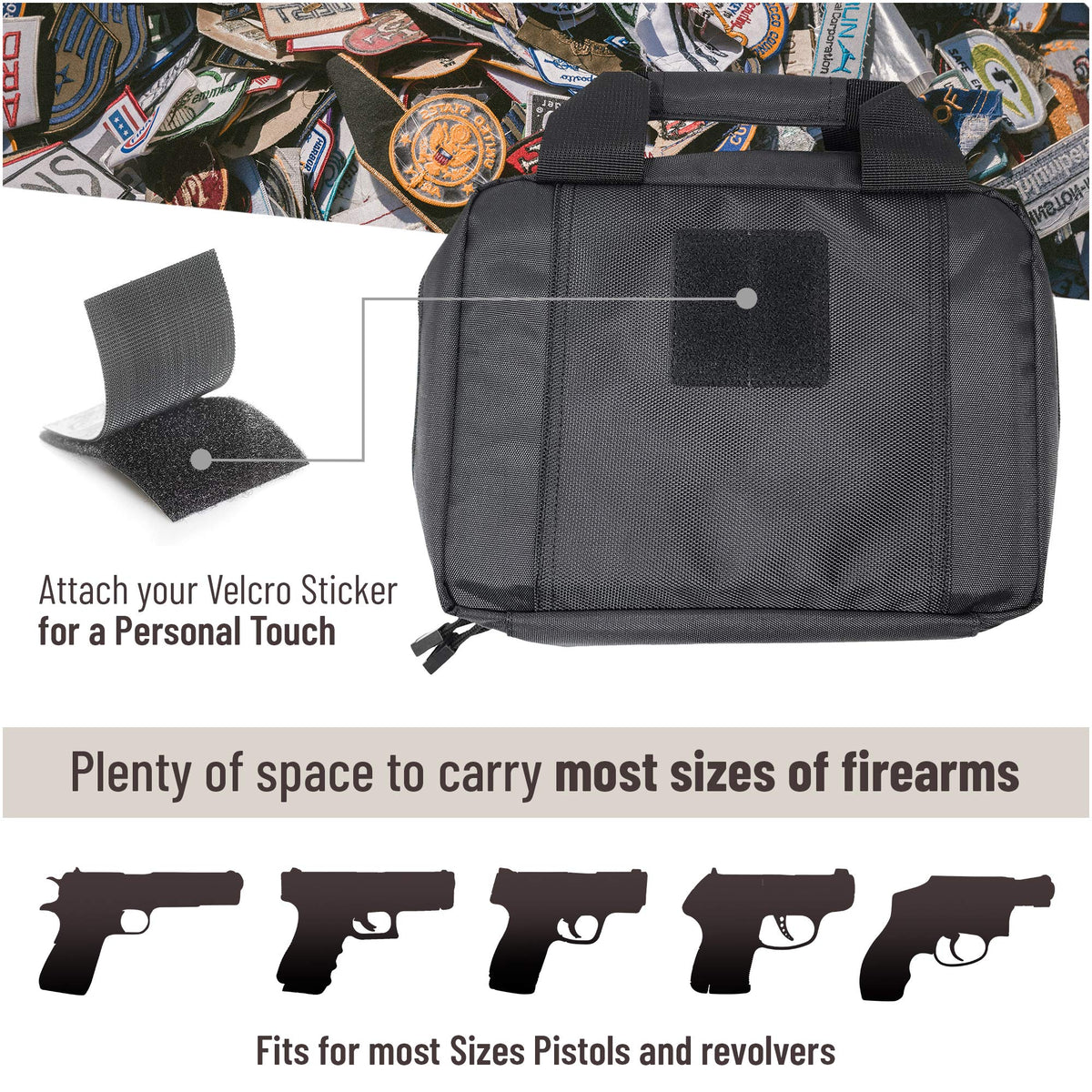 Pistol Case for Handguns Revolvers 9mm to Full Size Range - Popular Holsters Official Imagery - 3