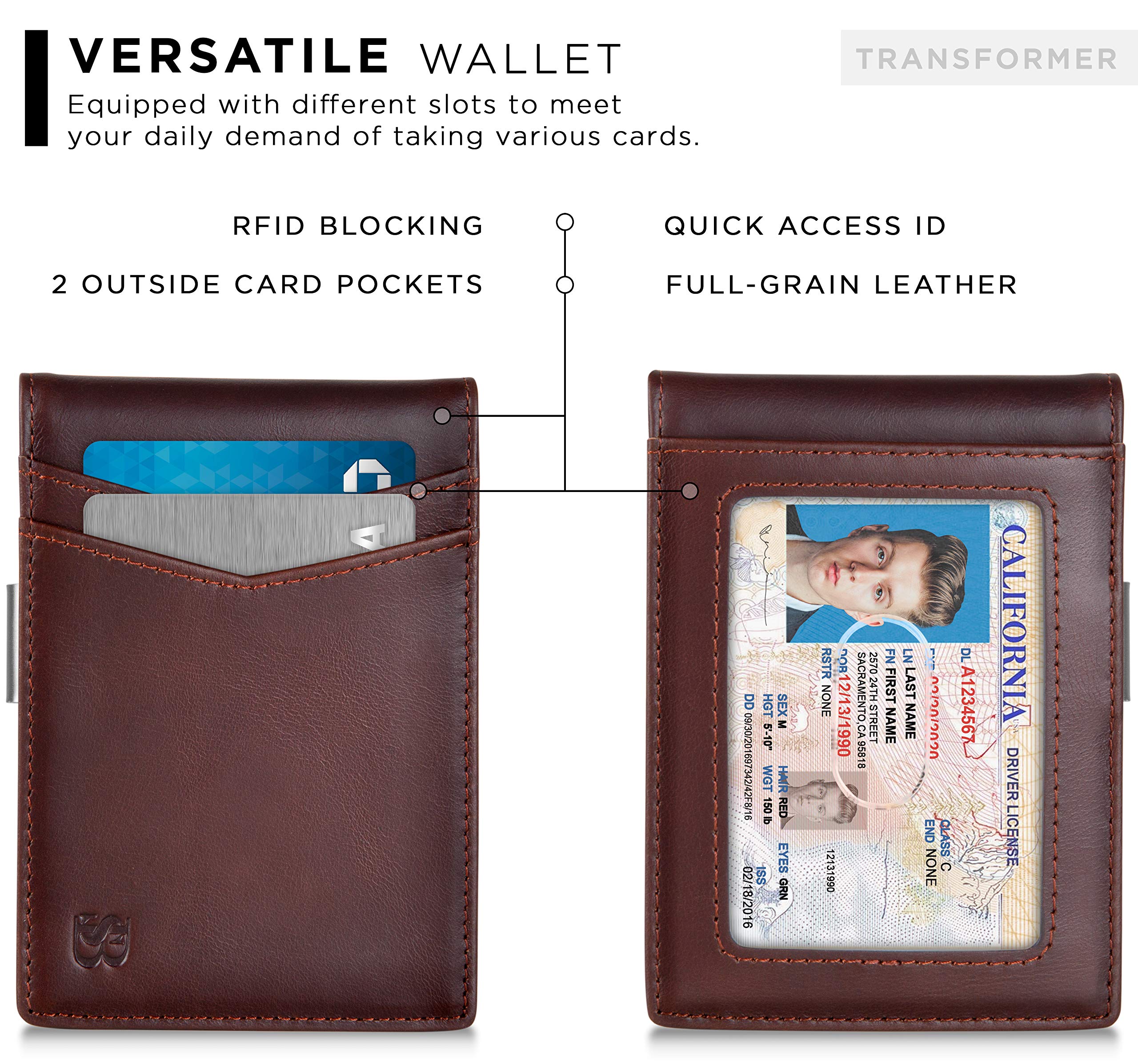 SERMAN BRANDS Slim RFID Money Clip Wallet for Men