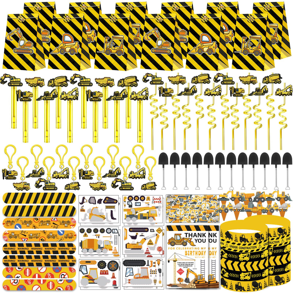 PLOUGVI 232PCS Construction Birthday Party Supplies - PLOUGVI Official Imagery - 1