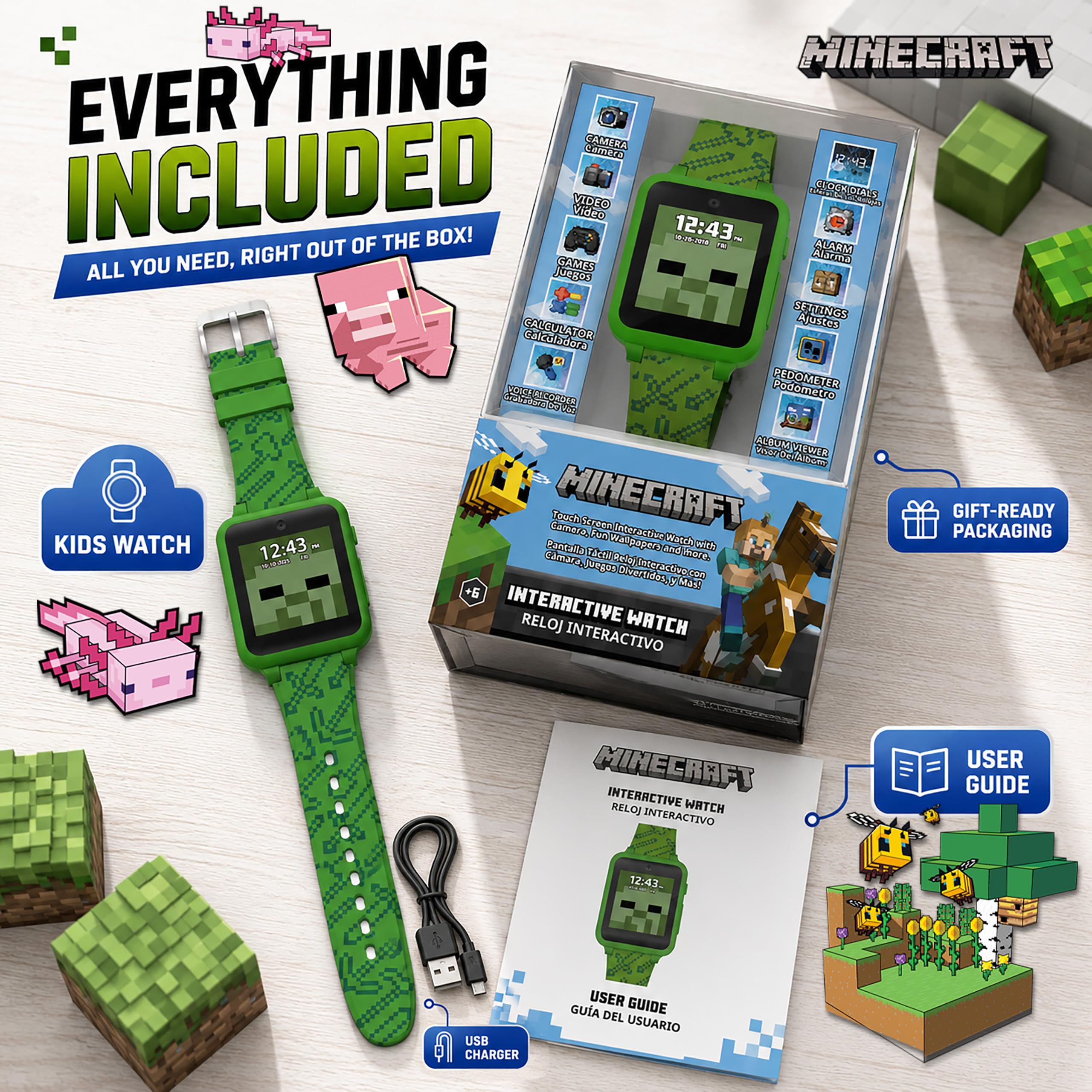Accutime Minecraft Kids Smart Watch – Touchscreen Interactive Watch wi - View 10