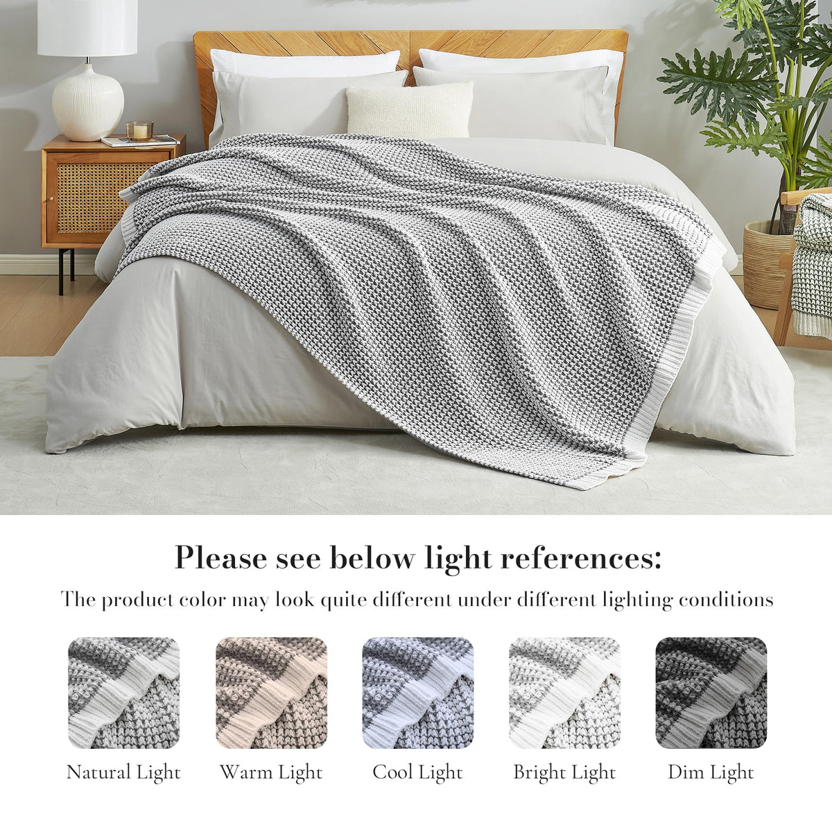 Am lie Home Chenille Knit Throw Blanket for Bed Decor Gray - Amélie Home Official Imagery - 6