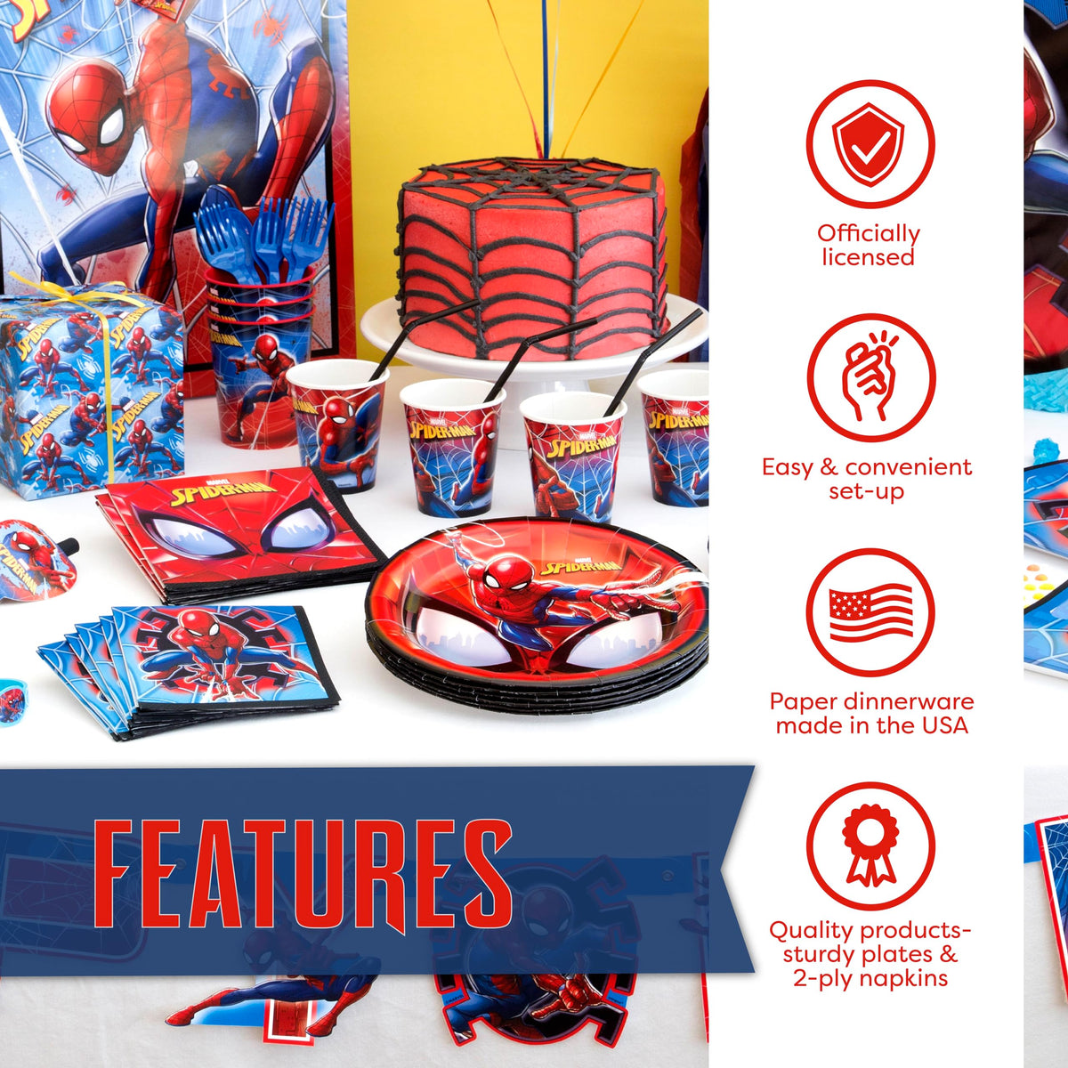 Spiderman Birthday Decorations Party Supplies with Banner - Unique Official Imagery - 4