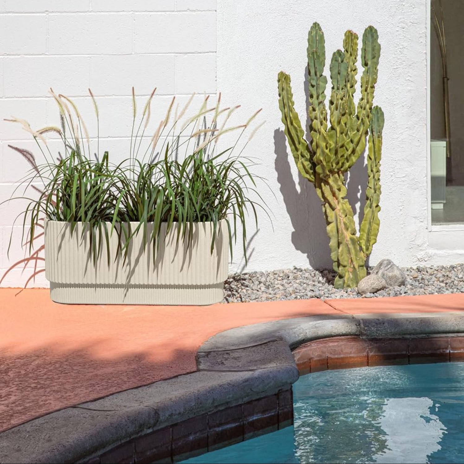 Veradek Demi Series Long Planter for Porch, Patio, Backyard | Durable Plastic