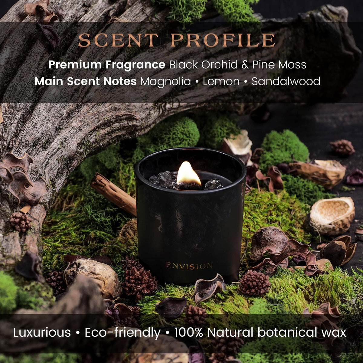 Black Orchid Pine Moss Scented Crystal Candle - Deep Eden Official Imagery - 4