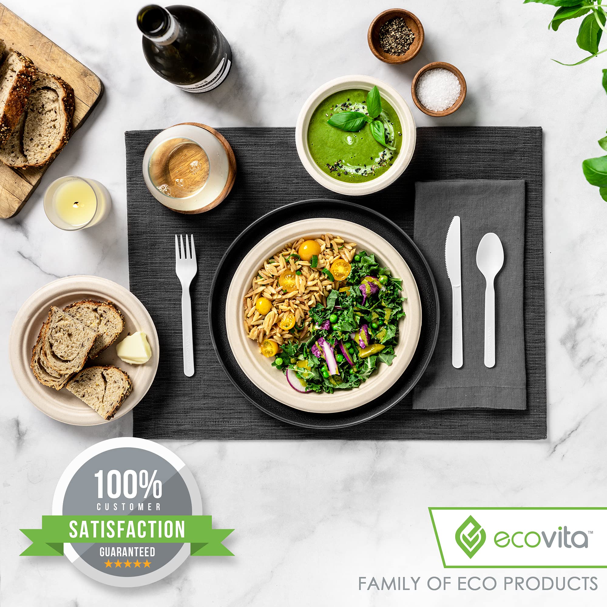 Ecovita 100% Compostable Knives - 500 Large Disposable Utensils - Ecovita Official Product View 8