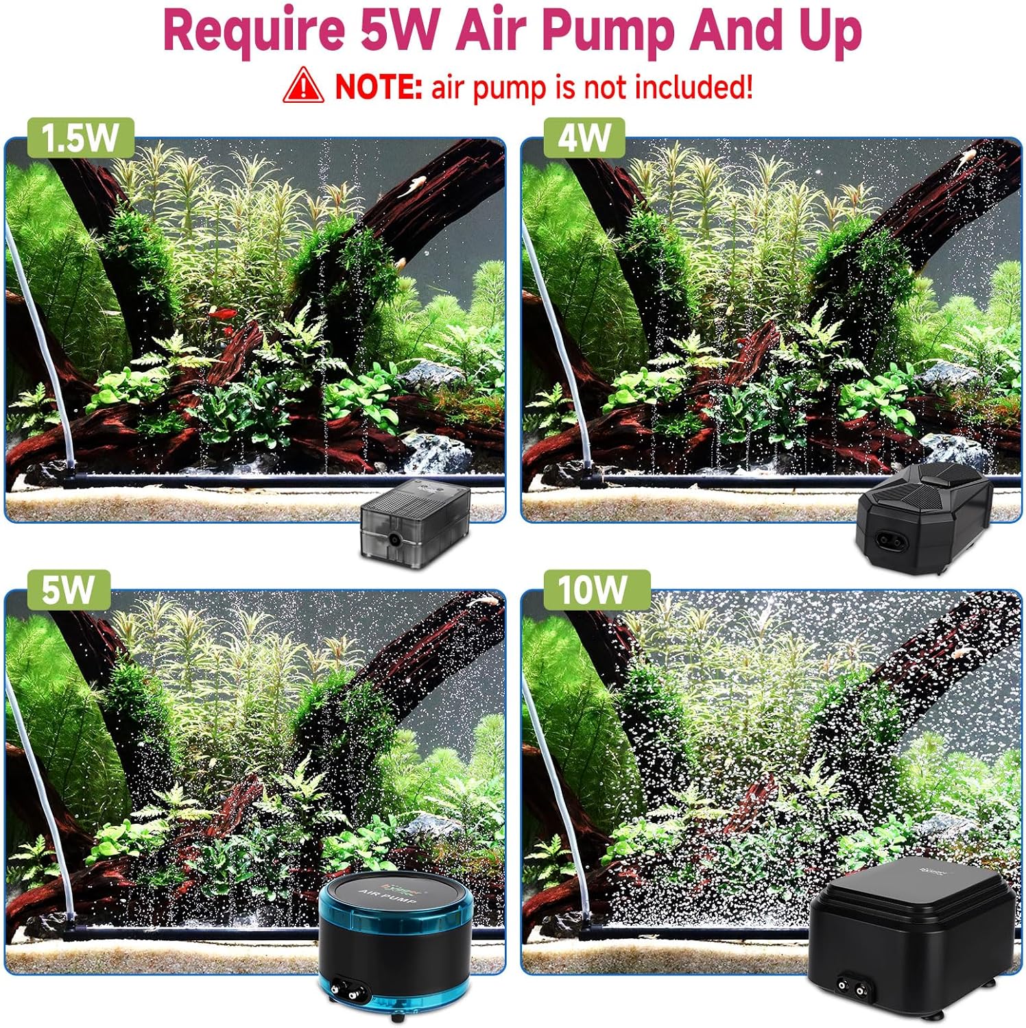 hygger aquarium bubble curtain wall with air stones and accessories, quiet fish tank aeration system for freshwater or marine tanks