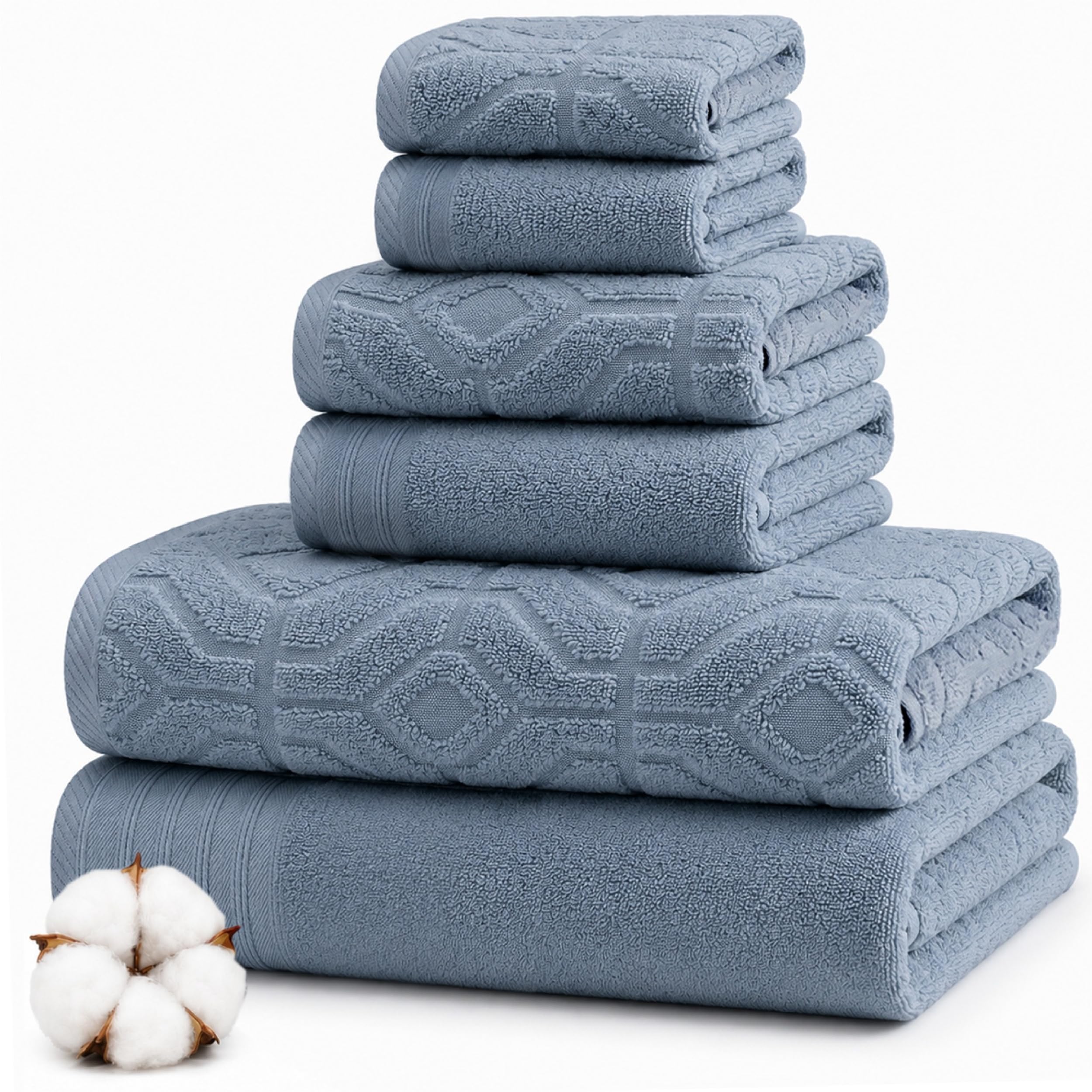 Modern Threads 6 Piece Bath Towel Set – Bathroom Towel Set with - Product Imagery