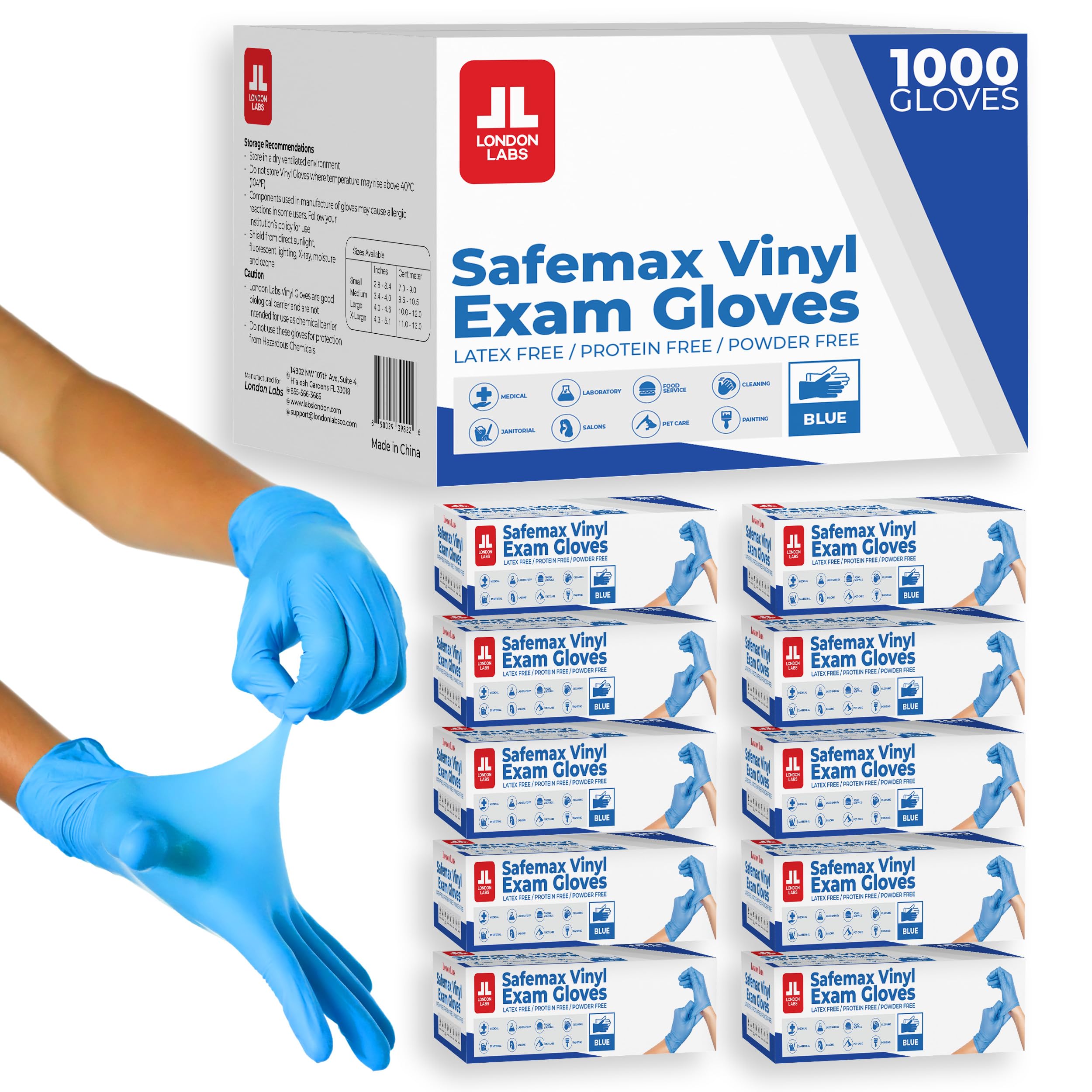 London Labs Synthetic Vinyl Exam Gloves Powder-Free, Latex-Free, - London Labs Official Product View 1