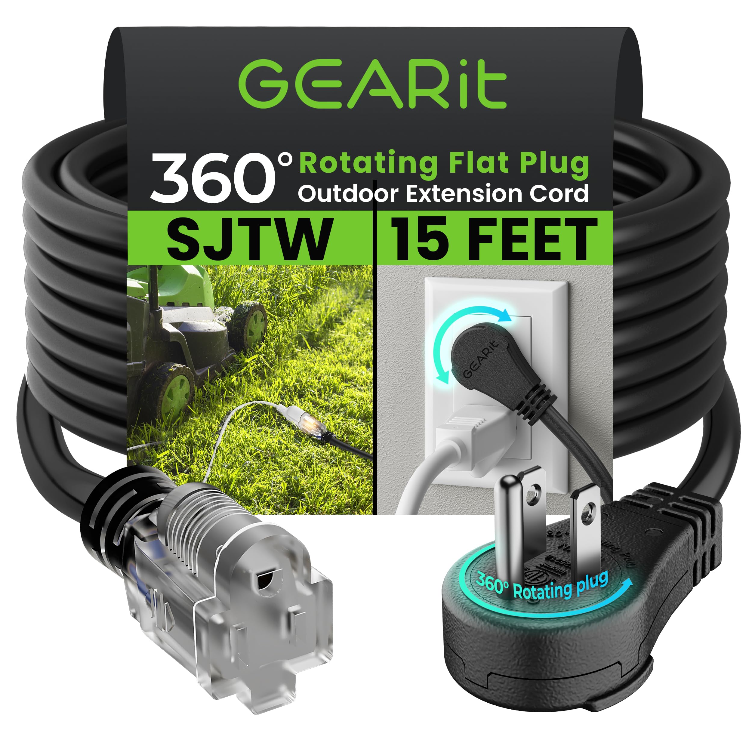 GEARit 100 ft Outdoor Extension Cord 14/3 Gauge SJEOW 14 AWG, 3-P - GEARit Official Product View 10