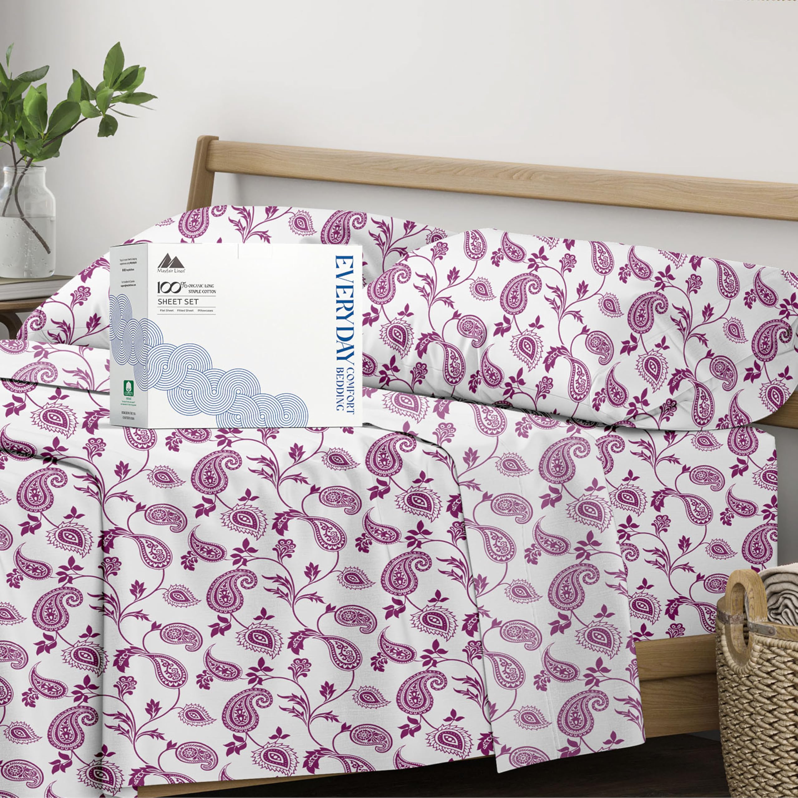 Mayfair Linen 100% Organic Cotton Printed Sheets Twin XL Size - - Product Imagery