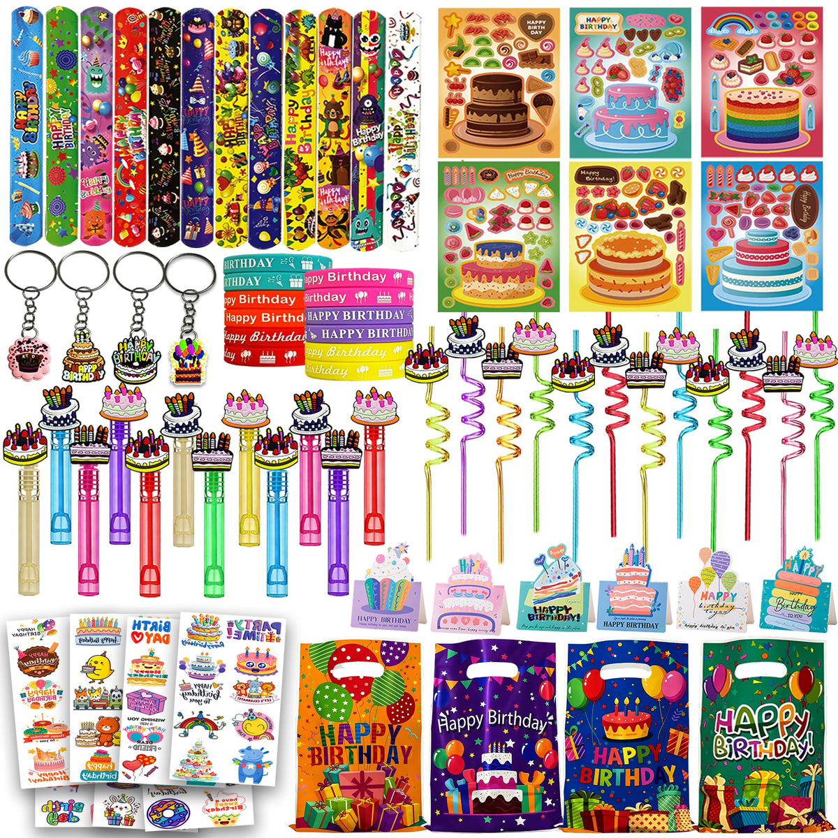220PCS Birthday Party Favors with Gift Bags Wands Straws - Fybnqlira Official Imagery - 1