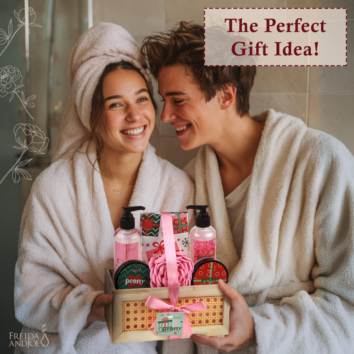 Freida Joe Peony Spa Gift Set 7 Piece Bath Body Gift Basket - Freida and Joe Official Imagery - 5
