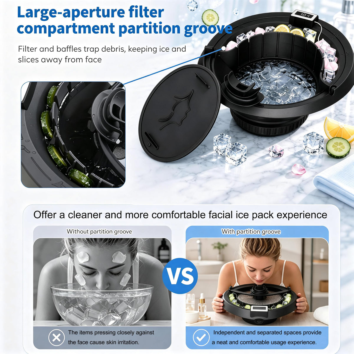 Face Ice Bath Bowl with Breathing Tube Face Tub Ice Bowl for - Liecho Official Imagery - 8