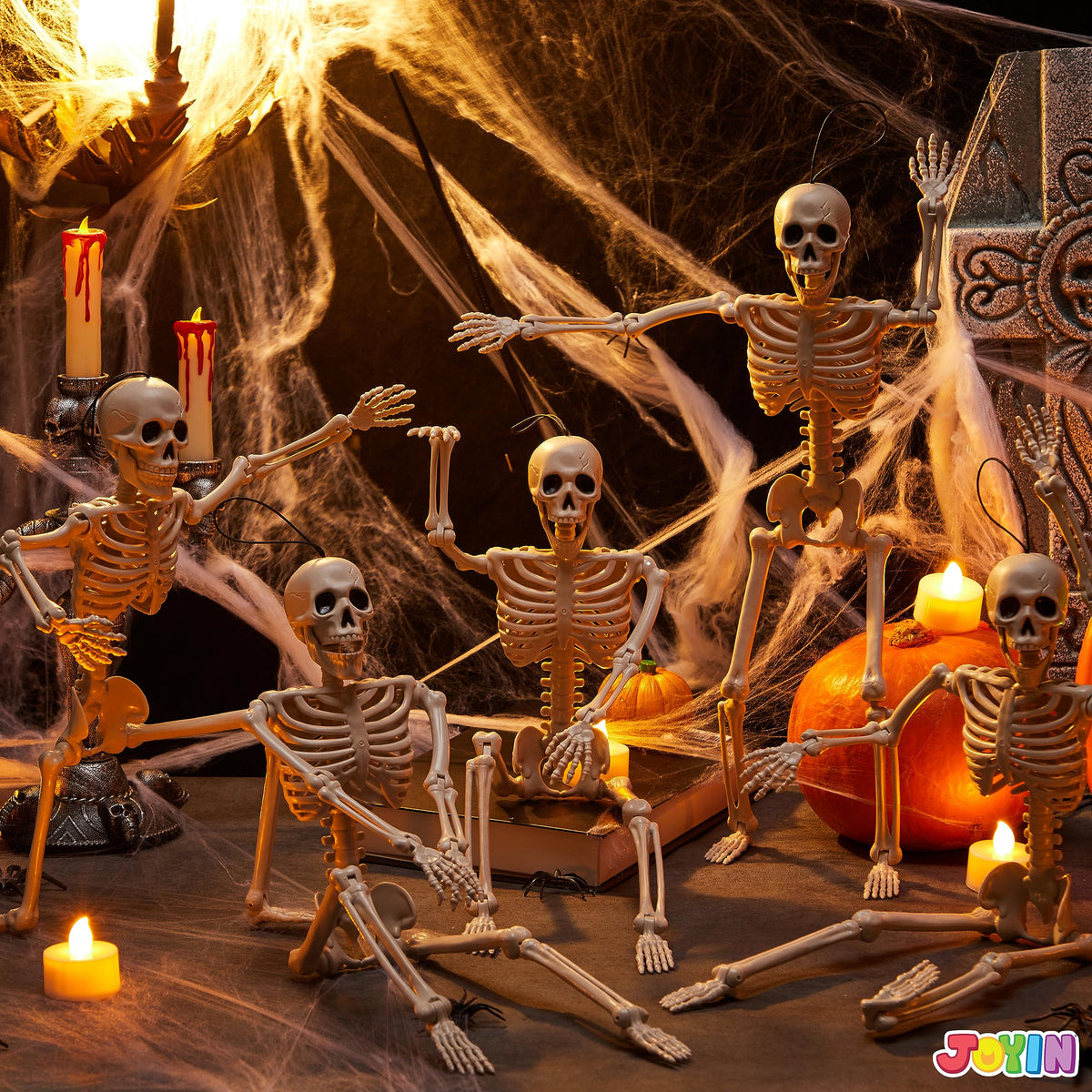JOYIN 5 PCS Posable Halloween Skeleton Decor 16 Inches Full - JOYIN Official Imagery - 3