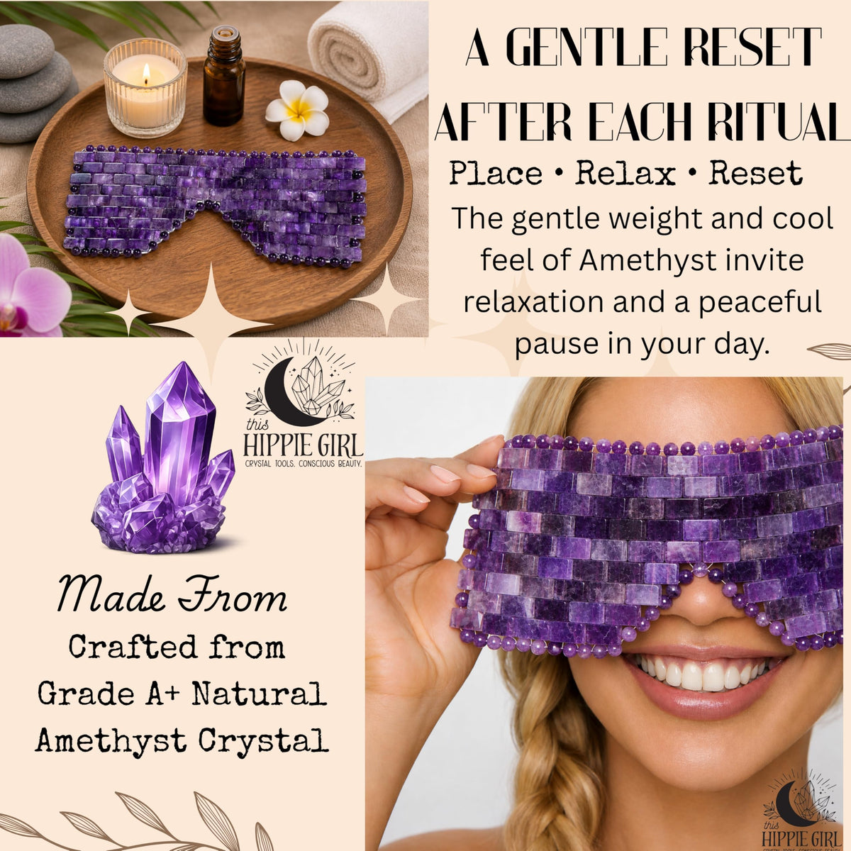 This Hippie Girl Amethyst Eye Mask Natural Crystal Facial - Boho Aromatic Official Imagery - 5