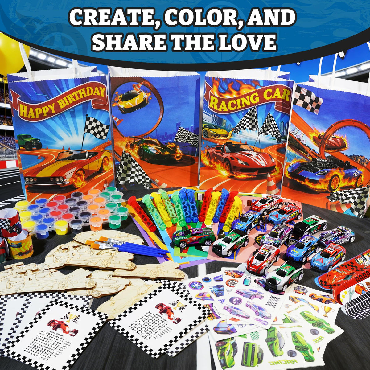 120PCS Race Car Party Favors Set for Kids Racing Party - HandTool Official Imagery - 4