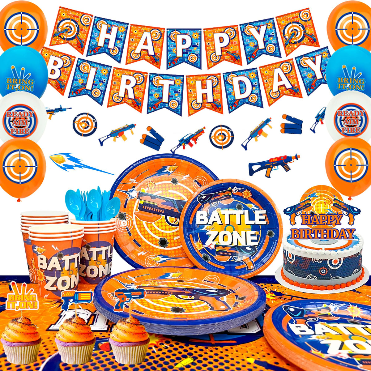 161 Pcs Dart War Birthday Decorations Dart War Party Plates - Fruitful Jewelry Official Imagery - 1