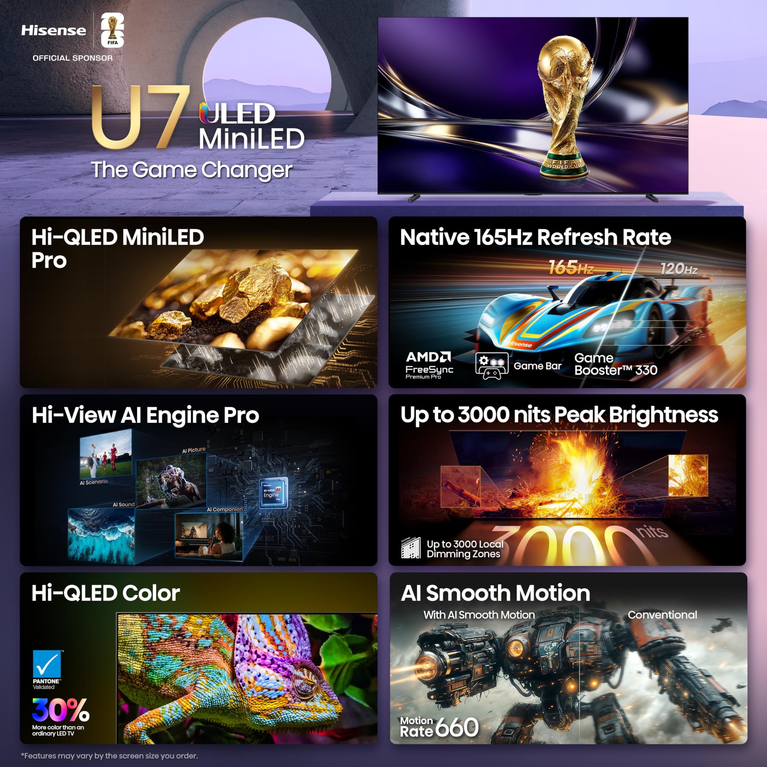Hisense 100" U7 Mini-LED ULED 4K UHD Best Premium Gaming Smart Go - Hisense Official Product View 4