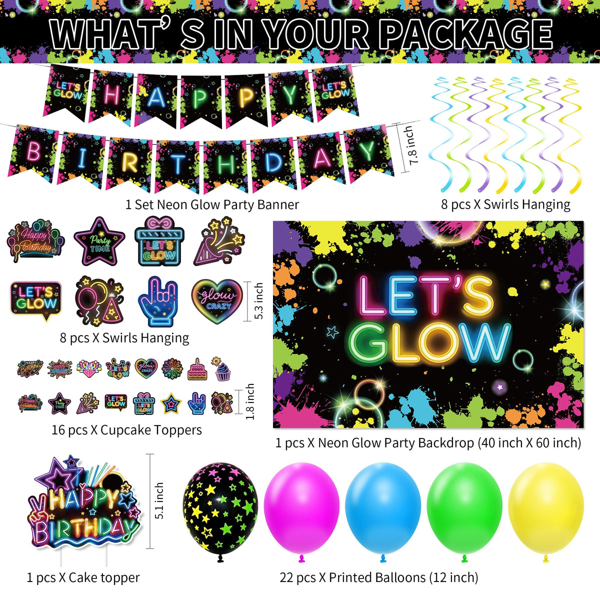 Srua Don Neon Glow Birthday Party Decorations Glow In The - Srua Don Official Imagery - 4