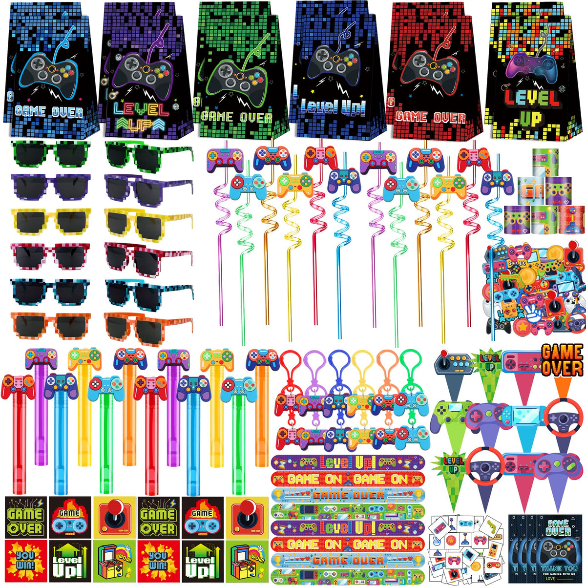 PLOUGVI 320PCS Video Game Party Favors for Kids Including - PLOUGVI Official Imagery - 2