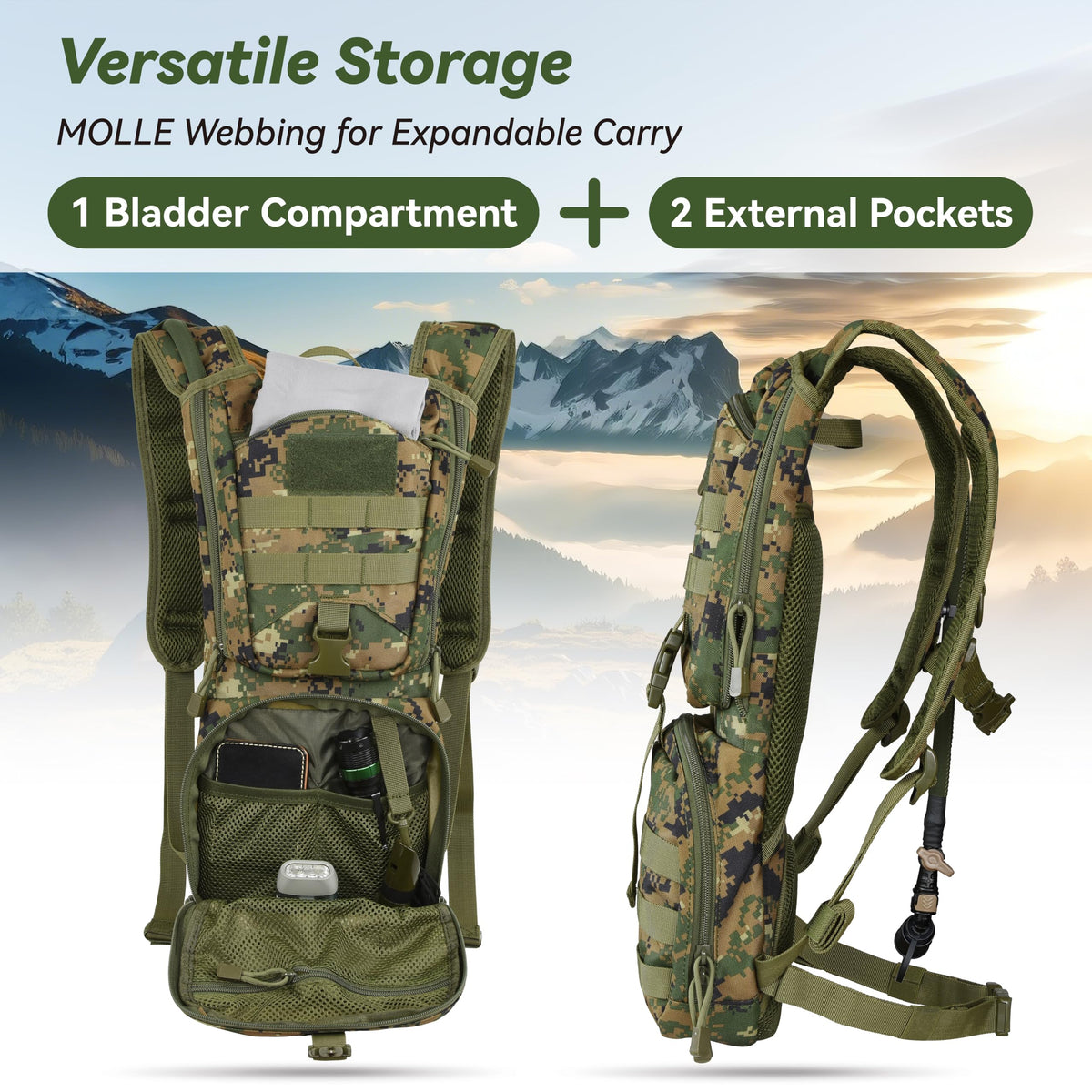 MARCHWAY Tactical Molle Hydration Pack Backpack with 3L TPU - MARCHWAY Official Imagery - 5