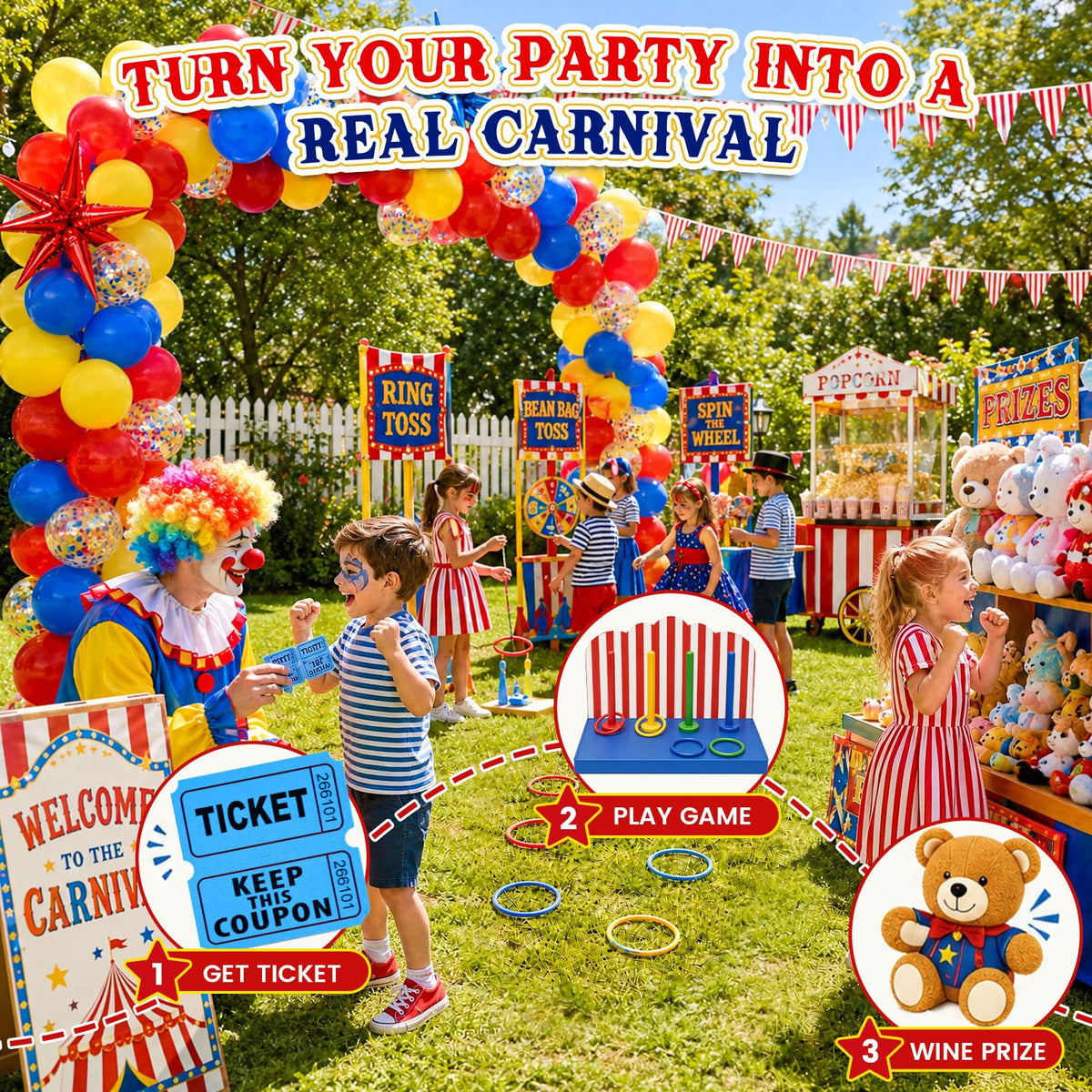 LovesTown 268PCS Carnival Theme Party Decorations with 114 - LovesTown Official Imagery - 5