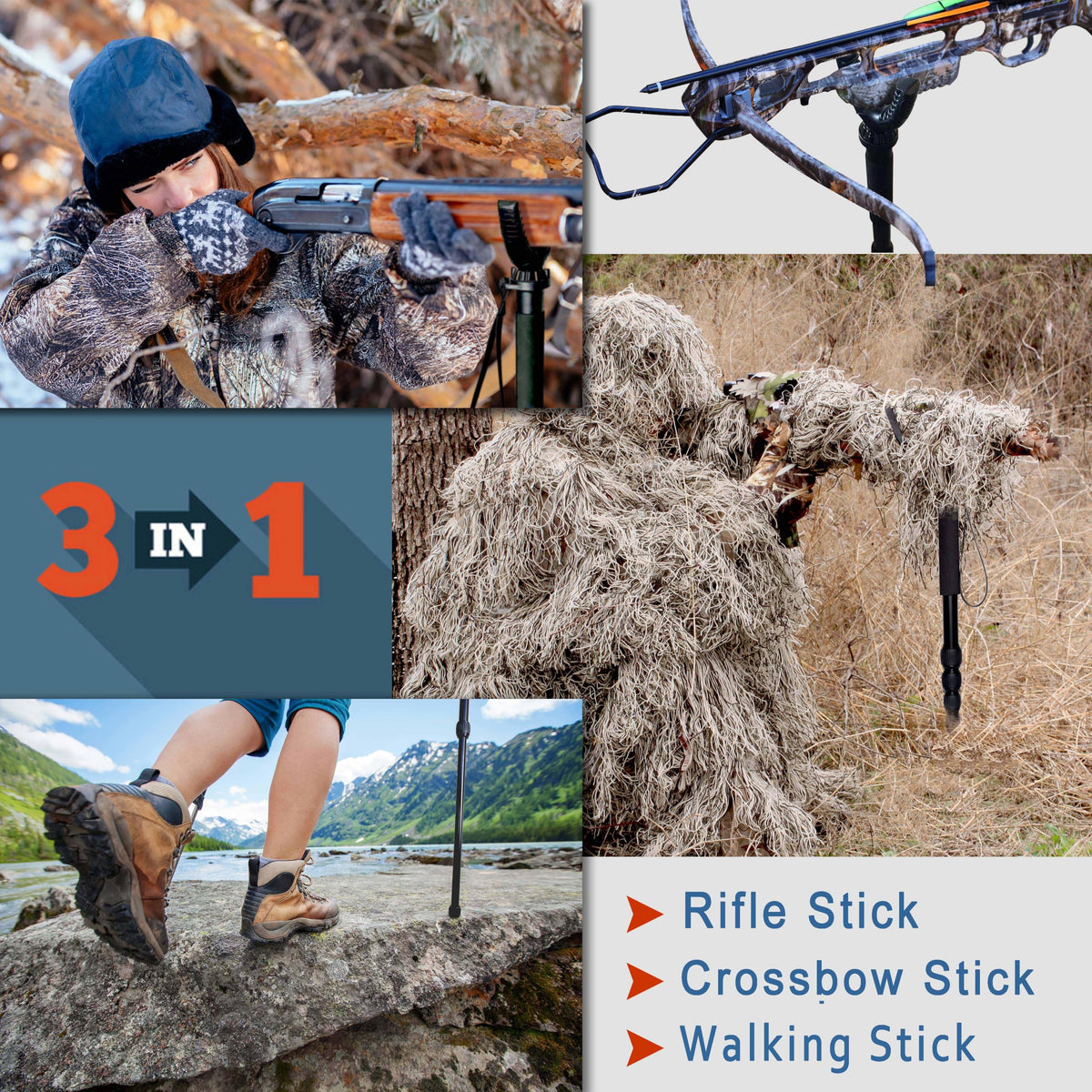 AUSCAMOTEK Rifle Shooting Stick Aluminum Gun Monopod Resting - AUSCAMOTEK Official Imagery - 7
