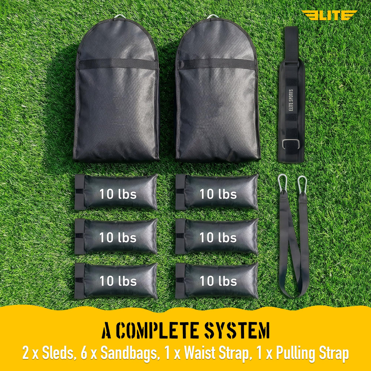 Elite Twin Sand Bag Sled Workout Sled Waterproof UNFILLED - Elite Sports Official Imagery - 5