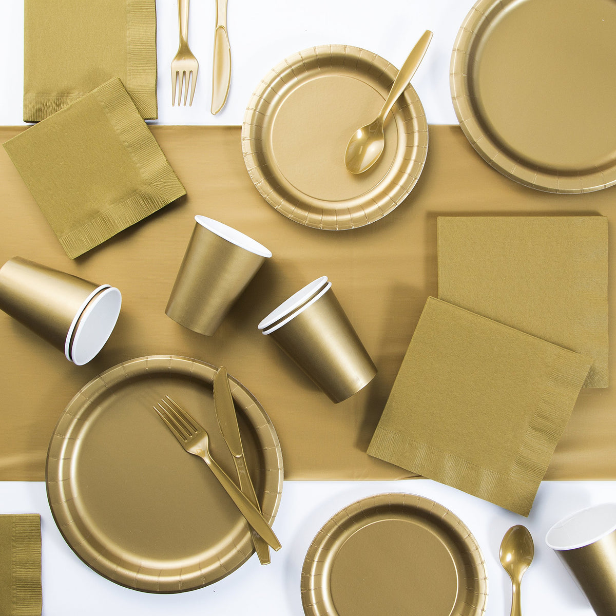 Glittering Gold Party Supplies Kit Serves 24 - Creative Converting Official Imagery - 1