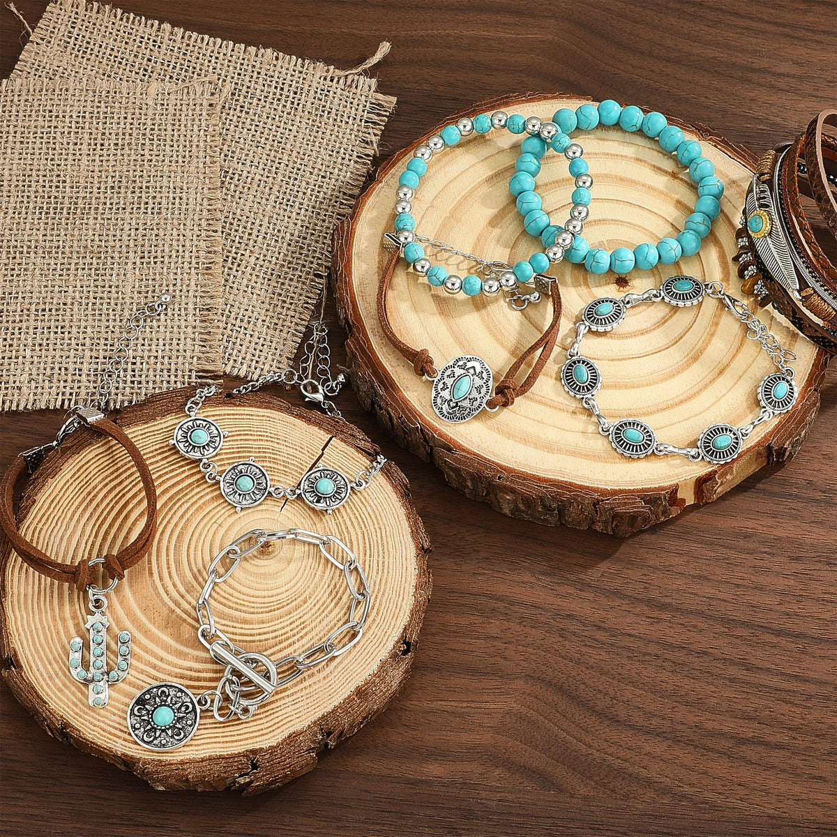 FEYIR Bohemian Turquoise Jewelry Set for Women Boho - FEYIR Official Imagery - 8