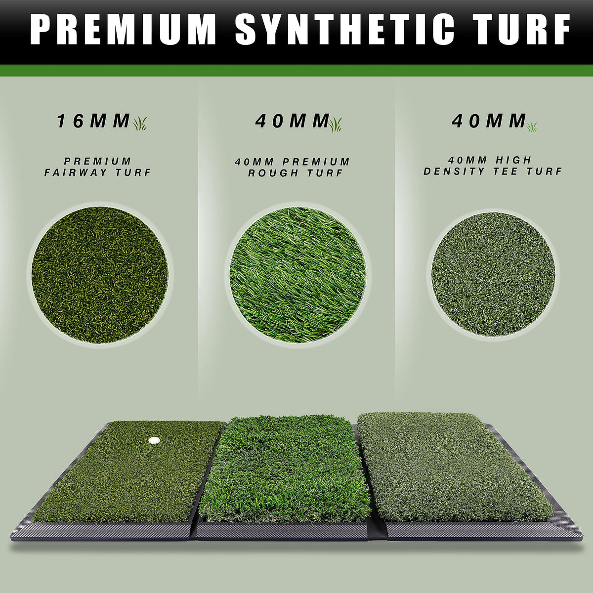 CHAMPKEY Professional Tri Turf Golf Hitting Mat - CHAMPKEY Official Imagery - 5