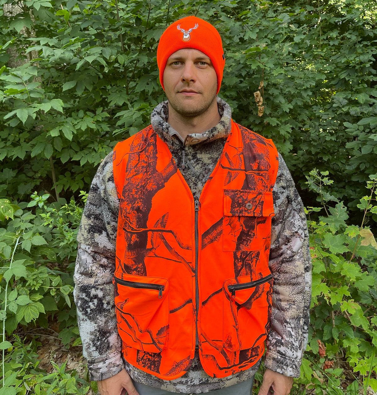 Blaze Orange Deer Hunting Vest with Pockets Hi Vis - Klarny Outdoors Official Imagery - 3