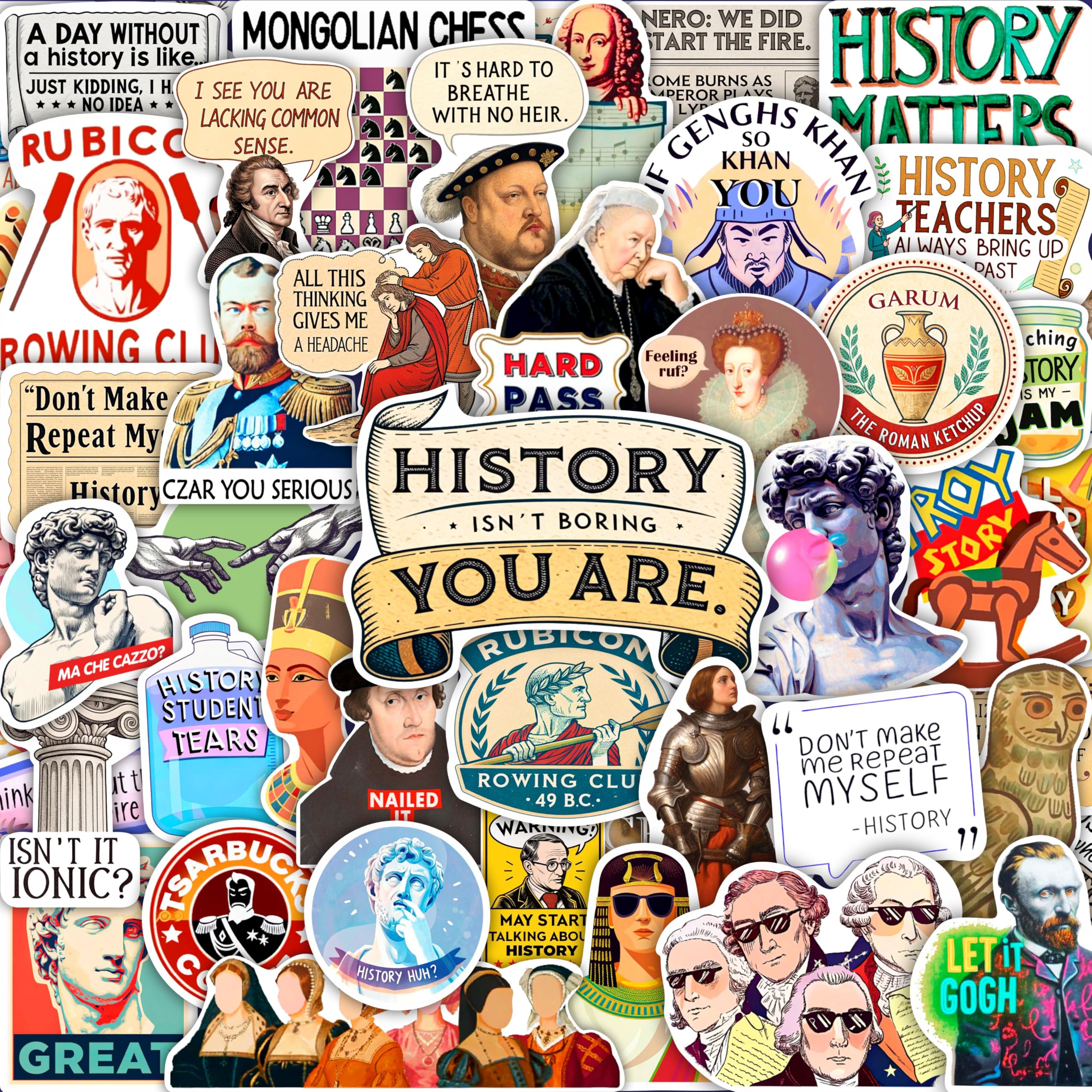 100Pcs History Stickers - History Gifts, Party Supplies - Vinyl - Product Imagery