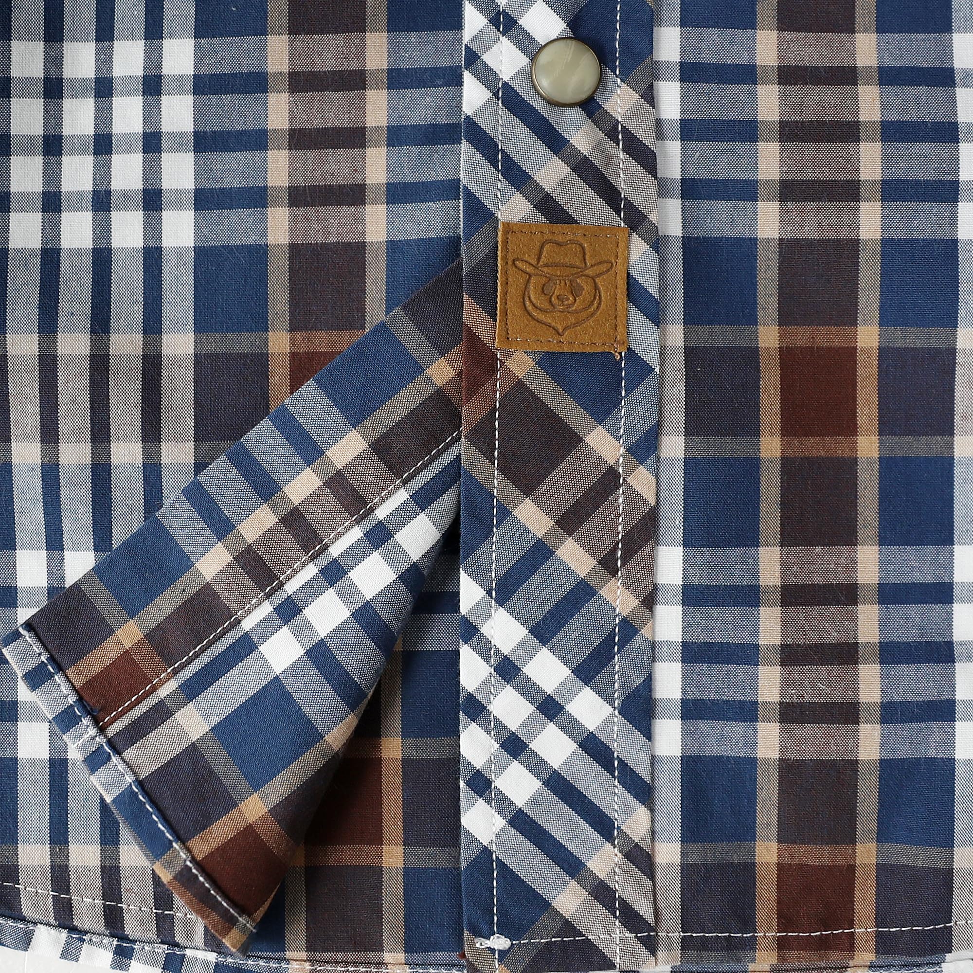 Dubinik® Pearl Snap Western Shirt for Men Short Sleeve 2 Sawtooth Pocket - Dubinik Official Product View 5