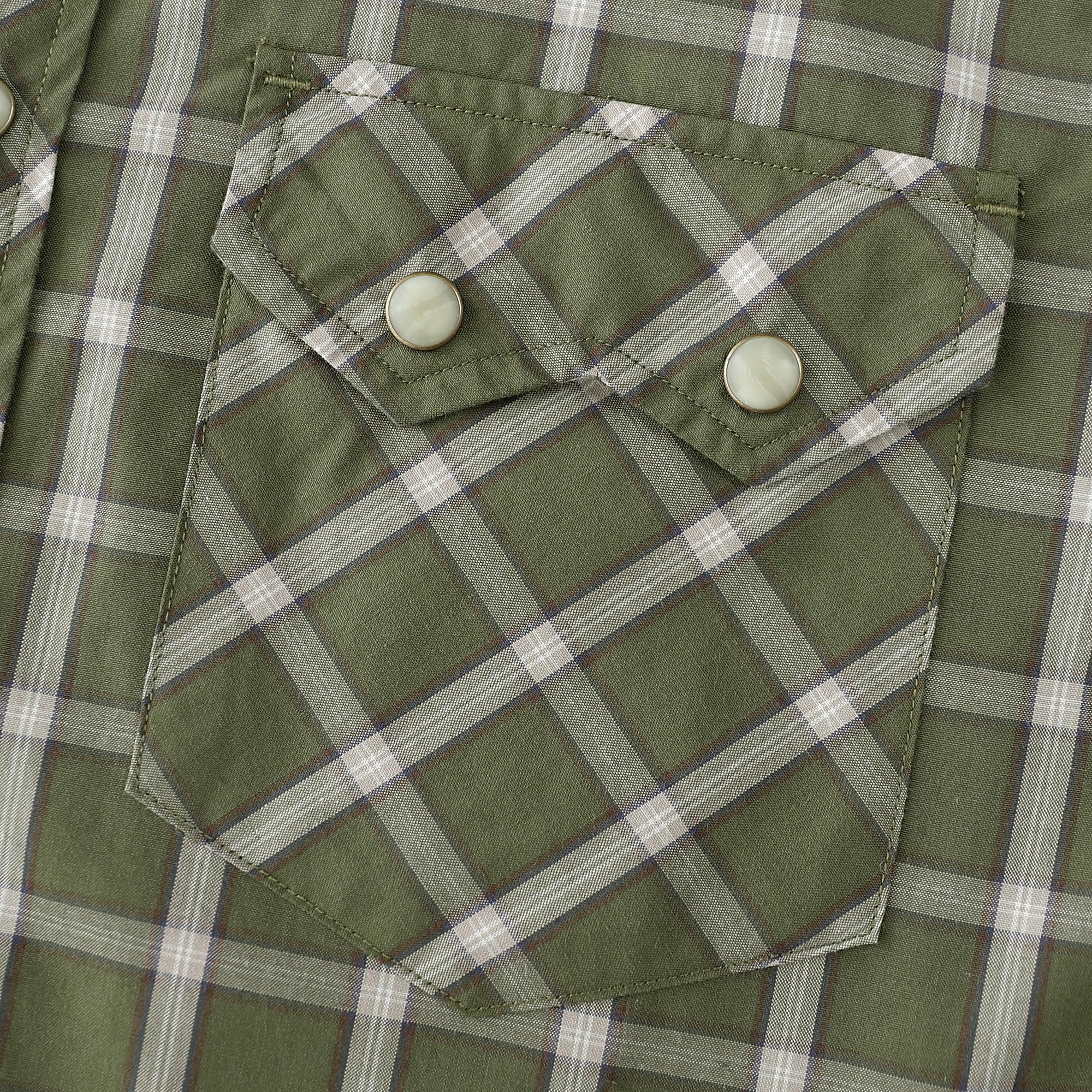 Dubinik® Pearl Snap Western Shirt for Men Short Sleeve 2 Sawtooth Pocket - Dubinik Official Product View 4