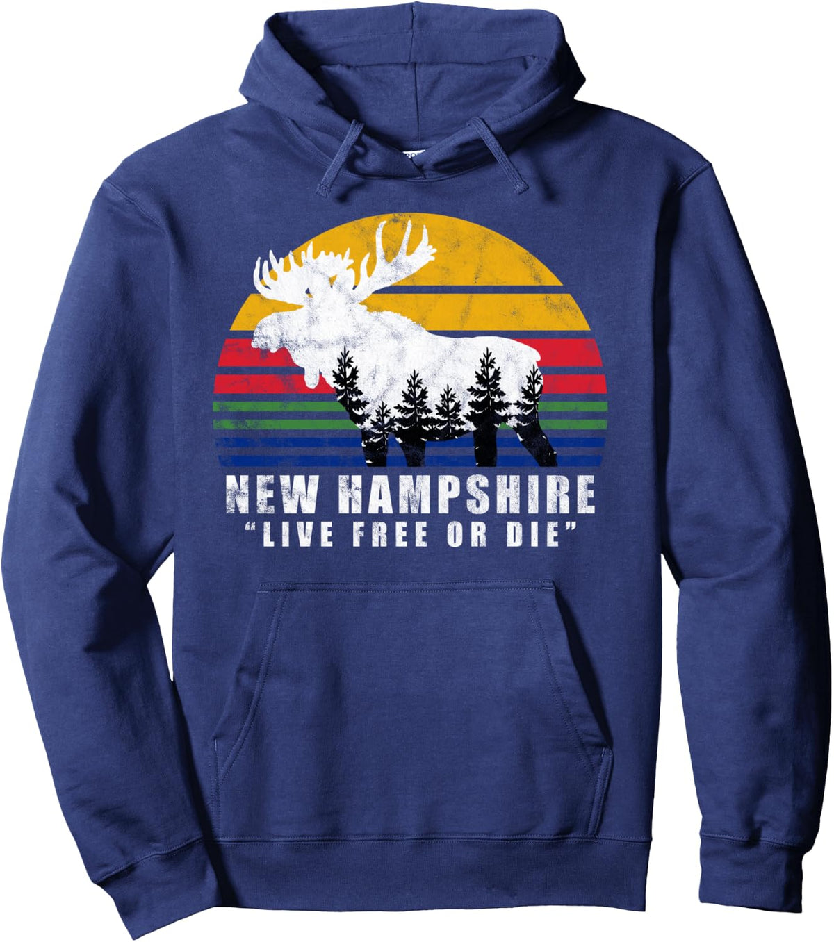 New Hampshire Live Free Or Die Vintage Moose Forest Pullover - New Hampshire Vintage Collection Co. Official Imagery - 4