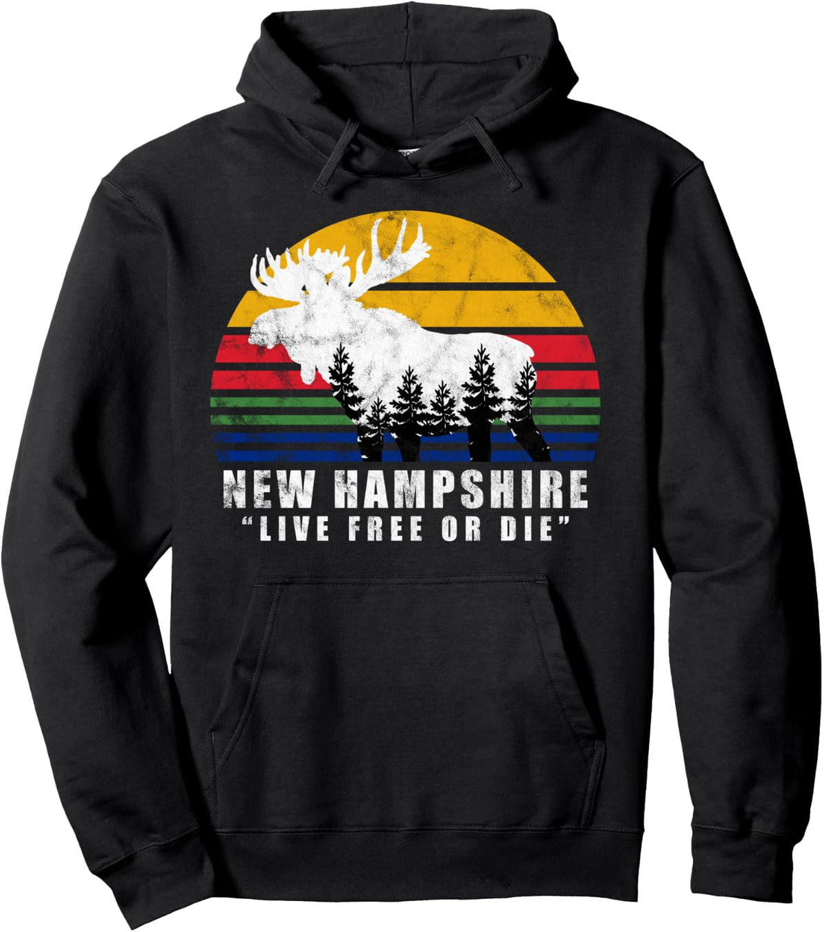 New Hampshire Live Free Or Die Vintage Moose Forest Pullover - New Hampshire Vintage Collection Co. Official Imagery - 2