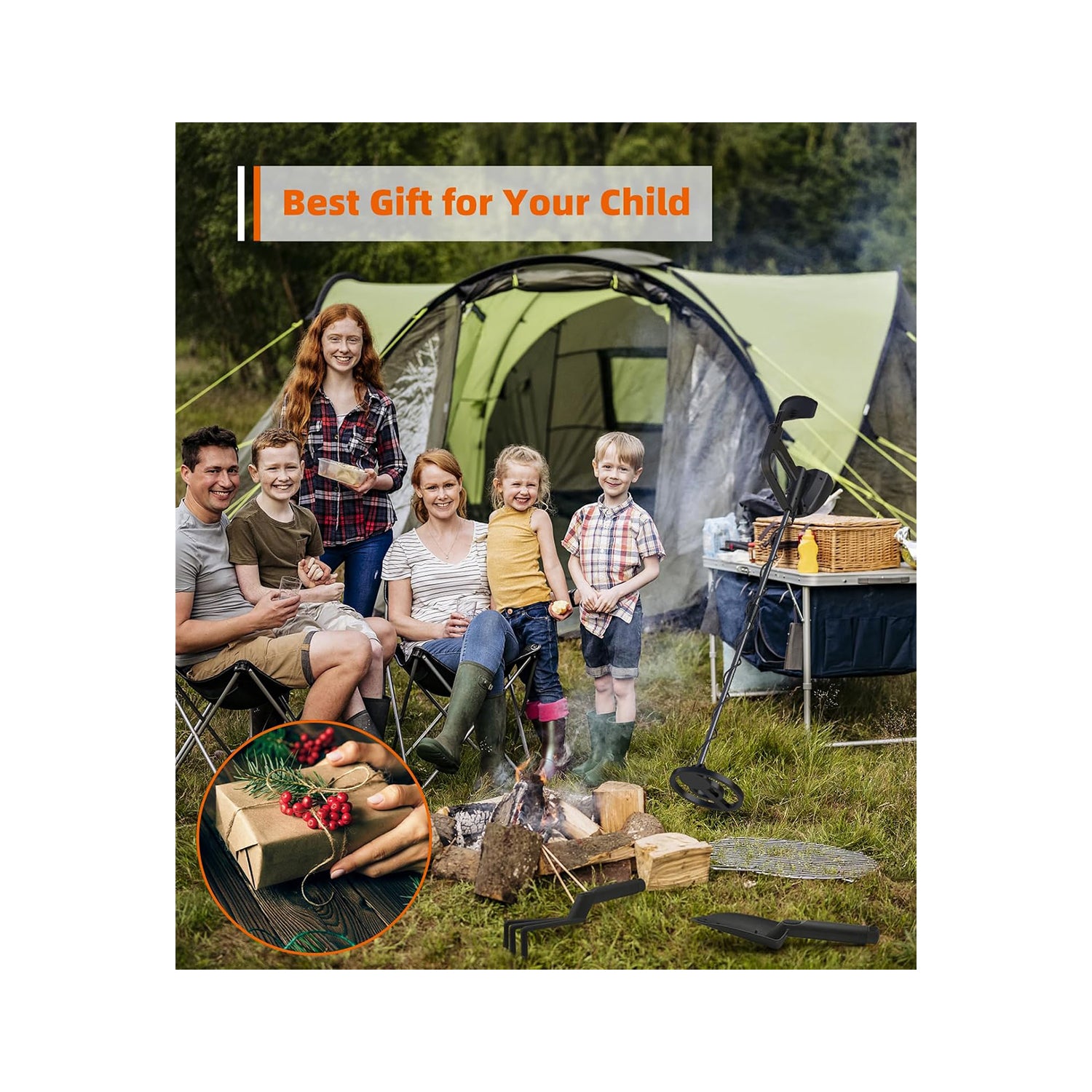 Metal Detector for Kids, 8" Waterproof Coil, Fun LCD Display with All Metal & Disc Modes