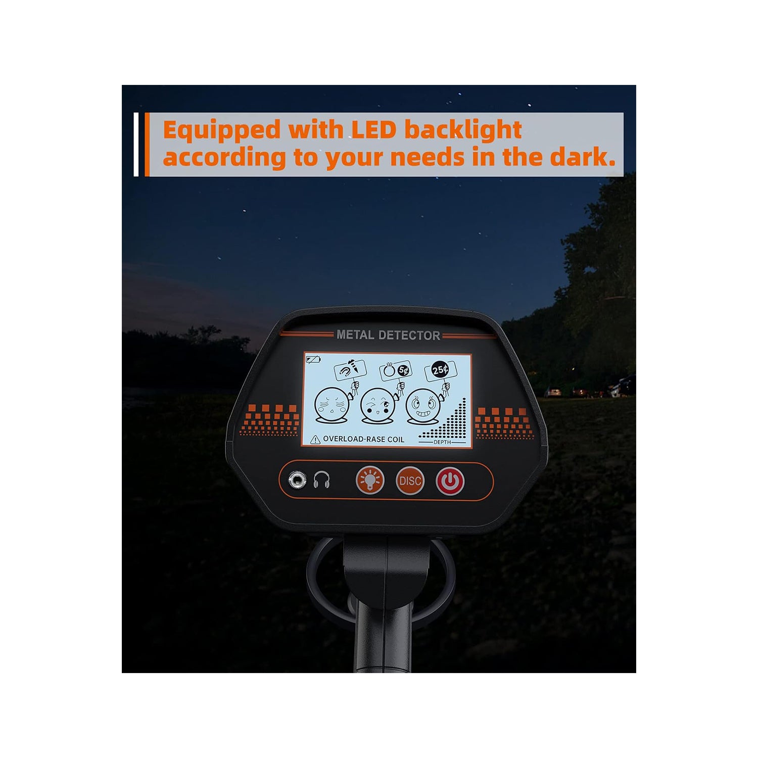 Metal Detector for Kids, 8" Waterproof Coil, Fun LCD Display with All Metal & Disc Modes