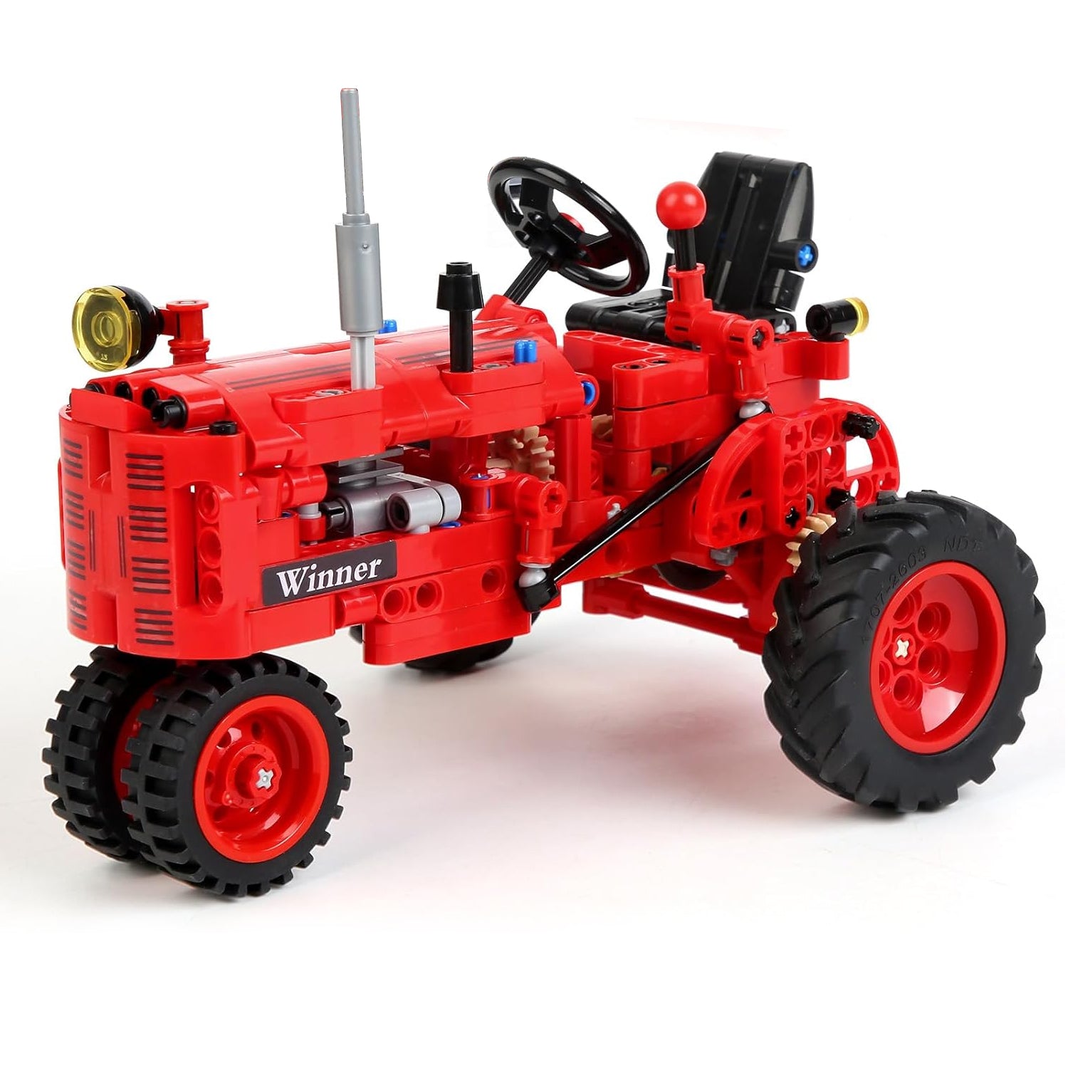 Classic 1/12 Red Tractor Building Blocks Set,Farm Tractor Building Kit Toy for Kids